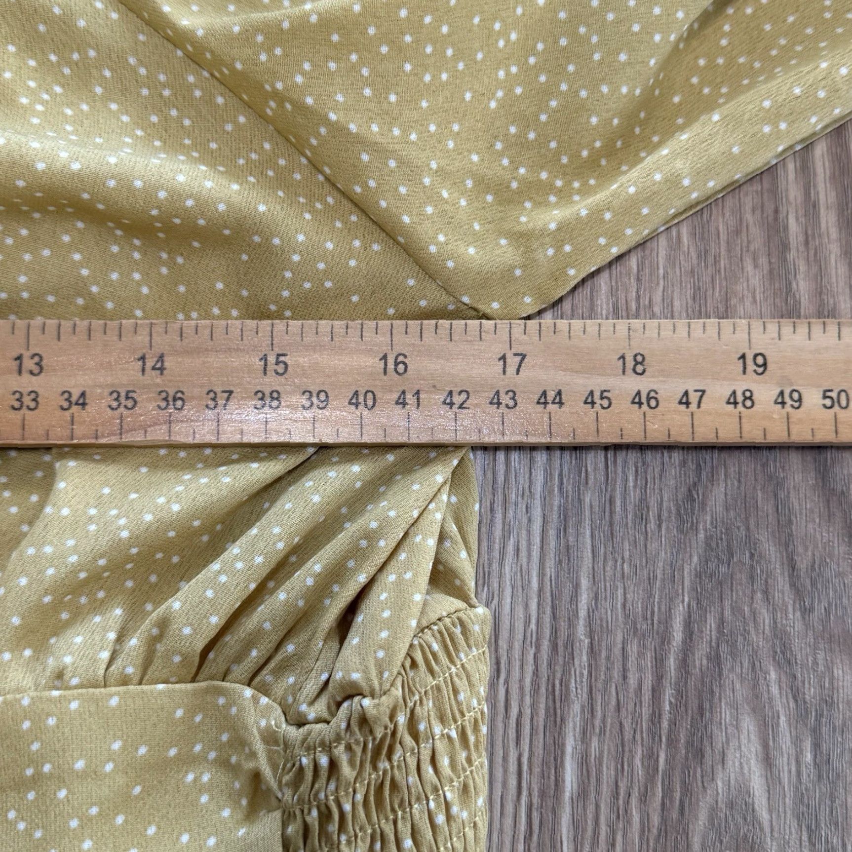 Vintage J.NNA Dress Womens Large Yellow Smocked Balloon Sleeve Knee Length Polyester Fit & Flare Size L / US 10 / IT 46 - 6 Thumbnail