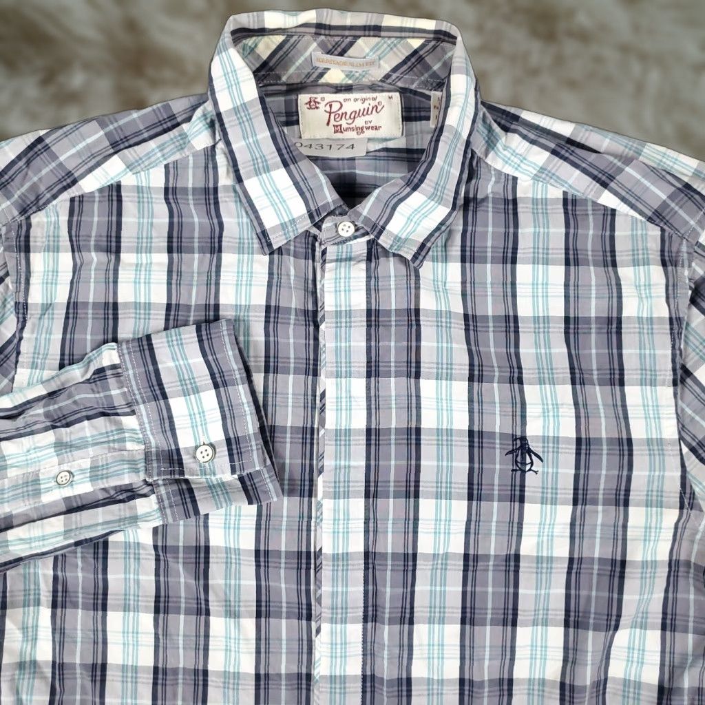 Original Penguin Original Penguin Shirt Mens M Blue Plaid Button-Up Long Sleeve Cotton Casual Workwear Size US M / EU 48-50 / 2 - 1 Thumbnail