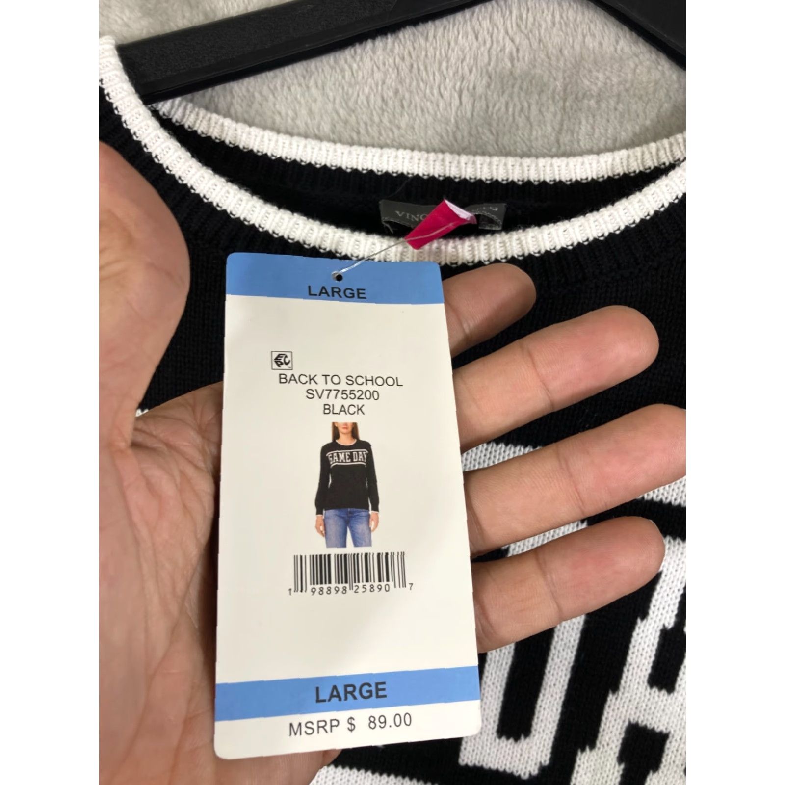 Vince Camuto Vince Camuto Pullover Sweater Women Large Black Cotton Crew Neck NWT Long Sleeve Shirt Size L / US 10 / IT 46 - 6 Thumbnail