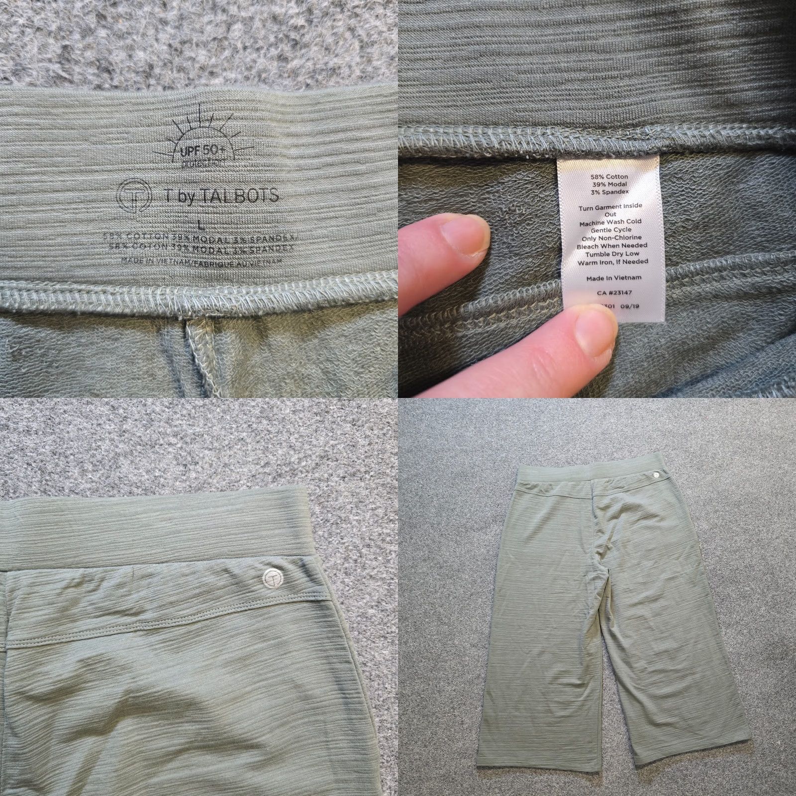 Talbots Talbots Pants Womens Large Green Relaxed Wide-Leg Cropped Casual Knit Cotton Spandex Front Flat City Preppy Mens Womens Boys Girls Size 36" / US 14 / IT 50 - 8 Thumbnail