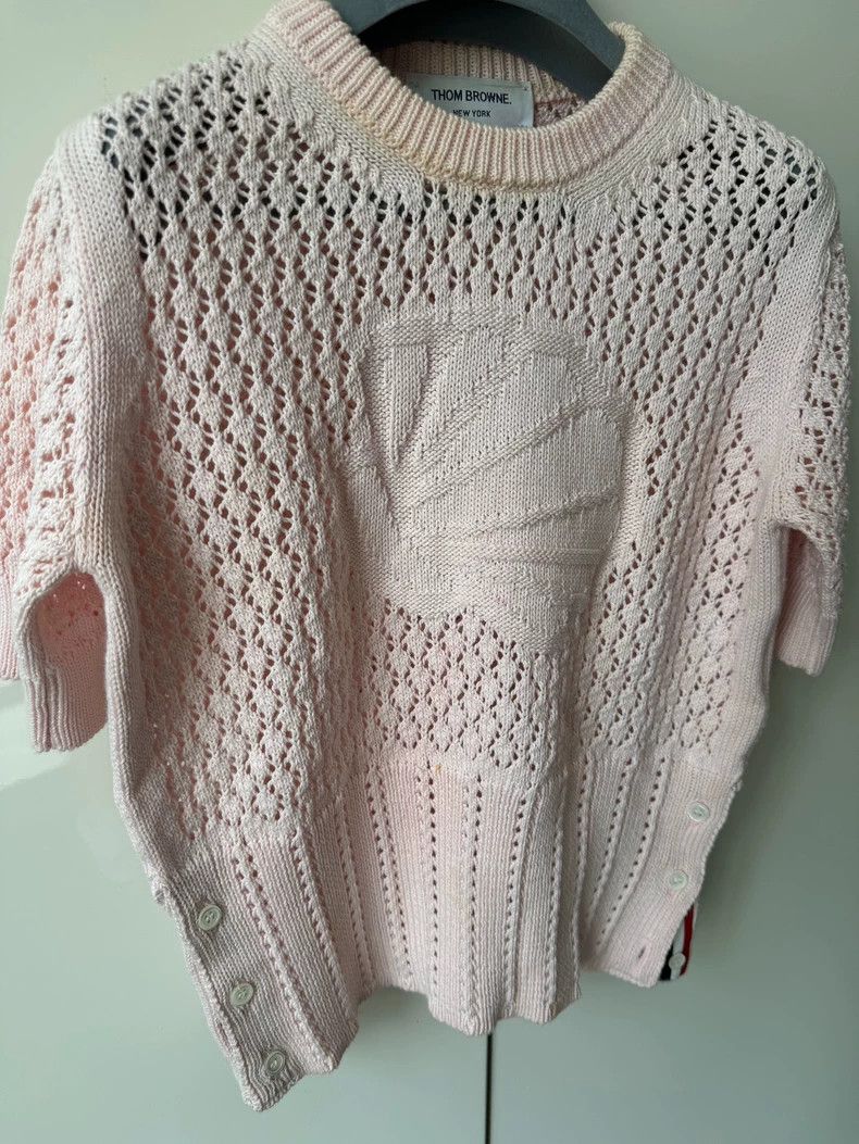 Thom Browne Thom Browne Pink Short Sleeve Knit Top - dmc Size US S / EU 44-46 / 1 - 1 Thumbnail