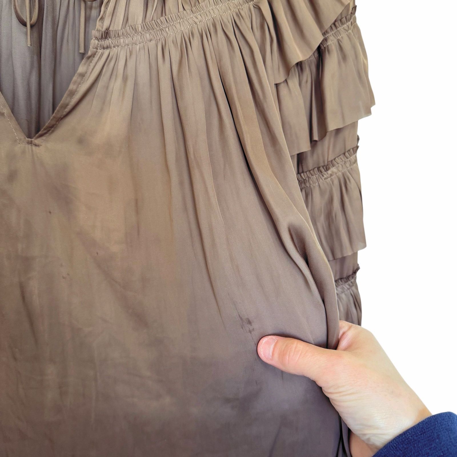 Ulla Johnson Ulla Johnson Tan Lucy Tiered Ruffle Long Sleeve Blouse Sz 8 Size M / US 6-8 / IT 42-44 - 2 Thumbnail
