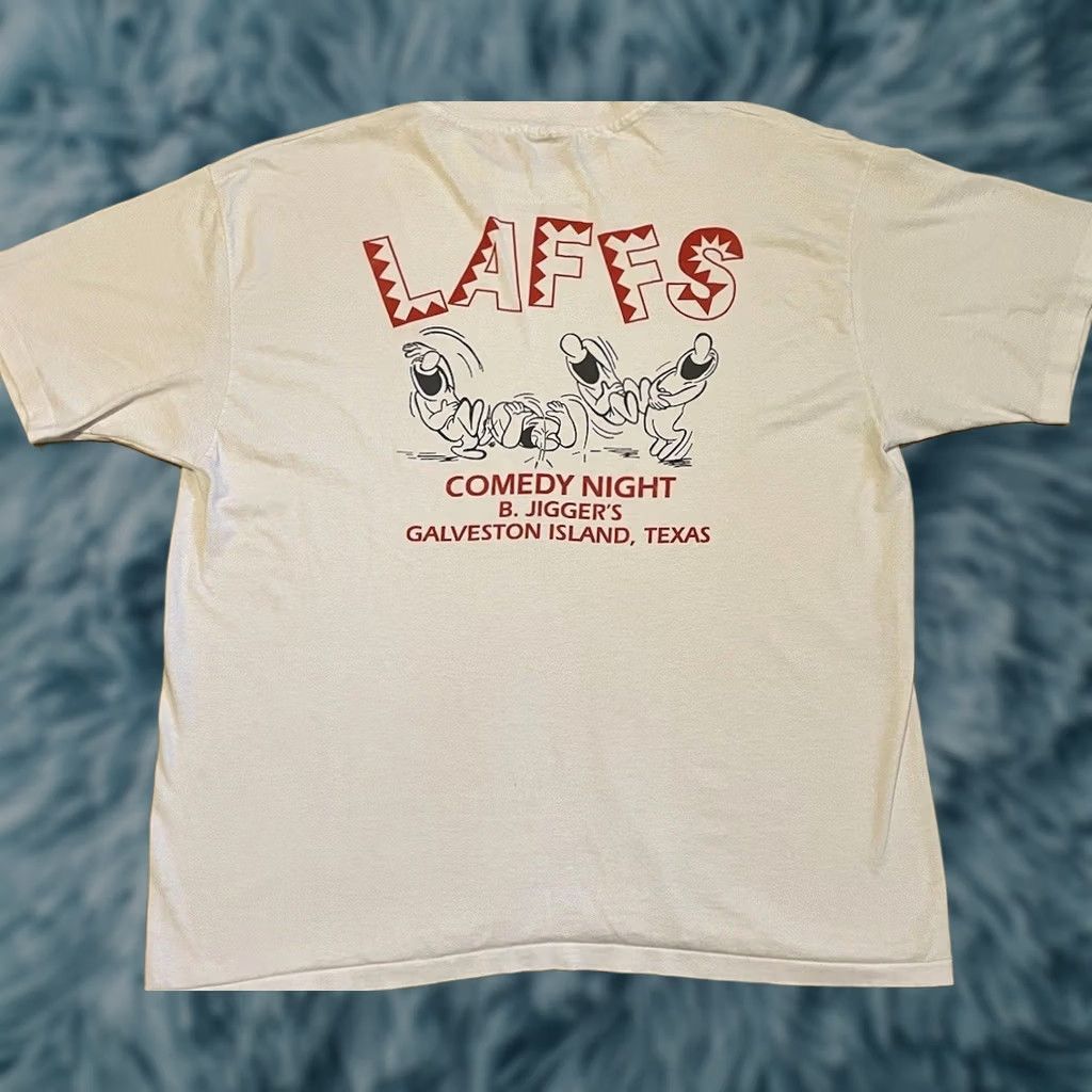 Vintage VINTAGE B Jiggers Bar Comedy Night Faded Shirt L XL Texas White Men T-Shirt 90s 80s Grunge Harley Rock Surf Punk Retro Catalog Size US L / EU 52-54 / 3 - 1 Thumbnail