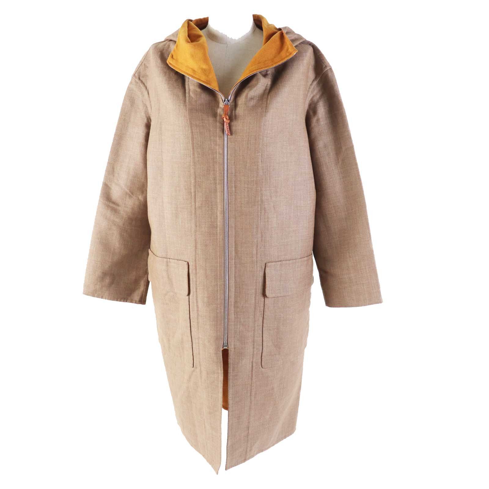 Hermes Hermes Hermes Cashmere Long Coat Leather Outerwear Size ONE SIZE - 1 Thumbnail