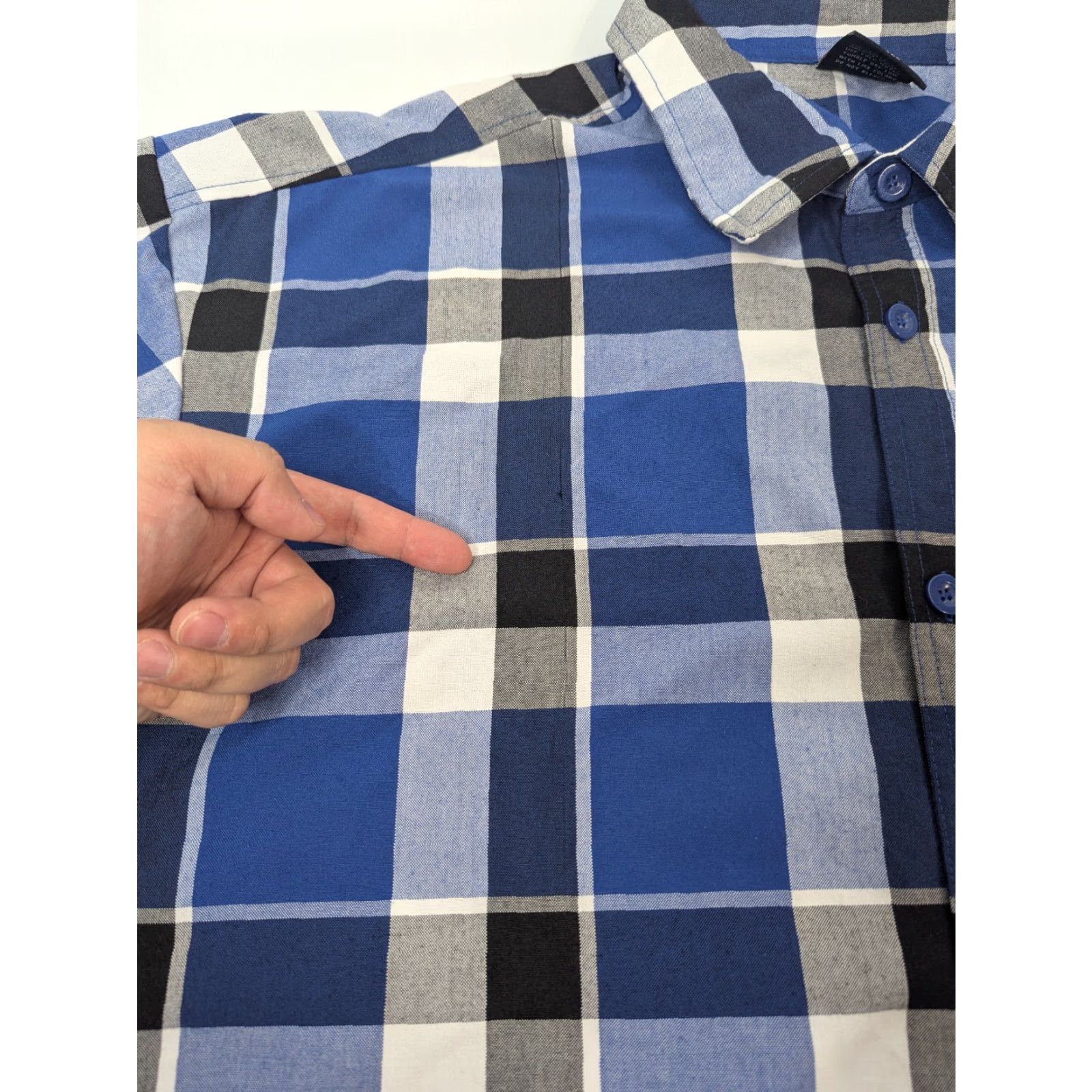 Vintage Yago Button-Up Shirt Men 3XL Short Sleeve Blue Plaid Fashion Casual Workwear Shirt Size US XXL / EU 58 / 5 - 2 Thumbnail