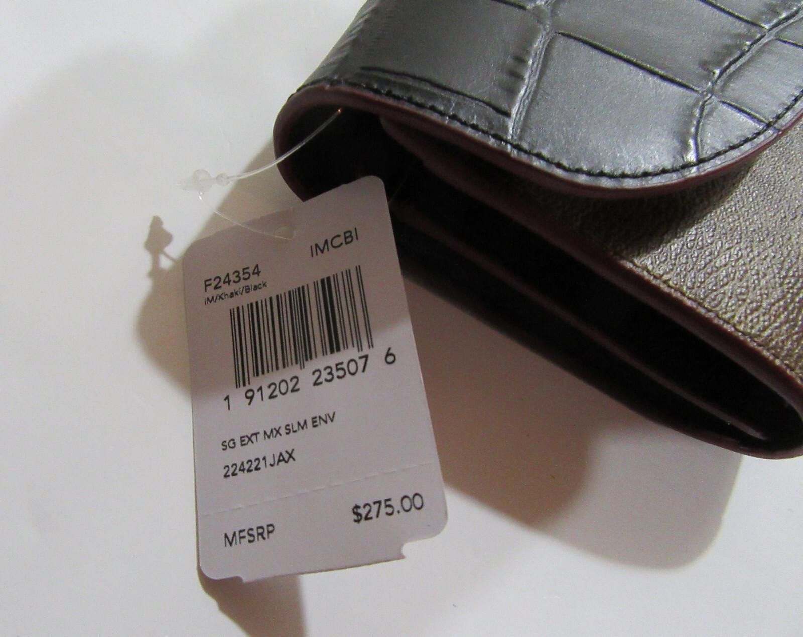 Coach Coach F24354 Signature Slim Envelope Wallet Khaki / Black Size ONE SIZE - 6 Thumbnail