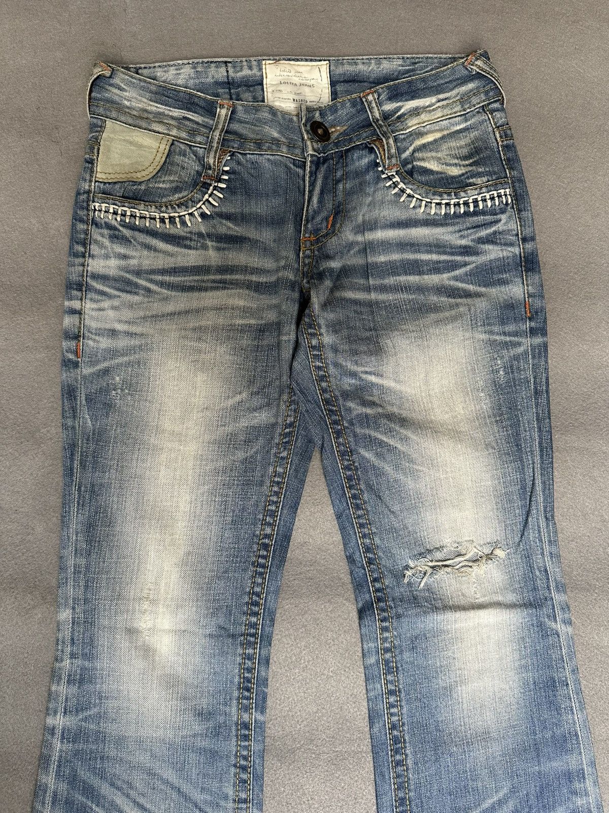 Japanese Brand FLARE Lolita Claw Marks Distressed Denim Size US 29 - 4 Thumbnail