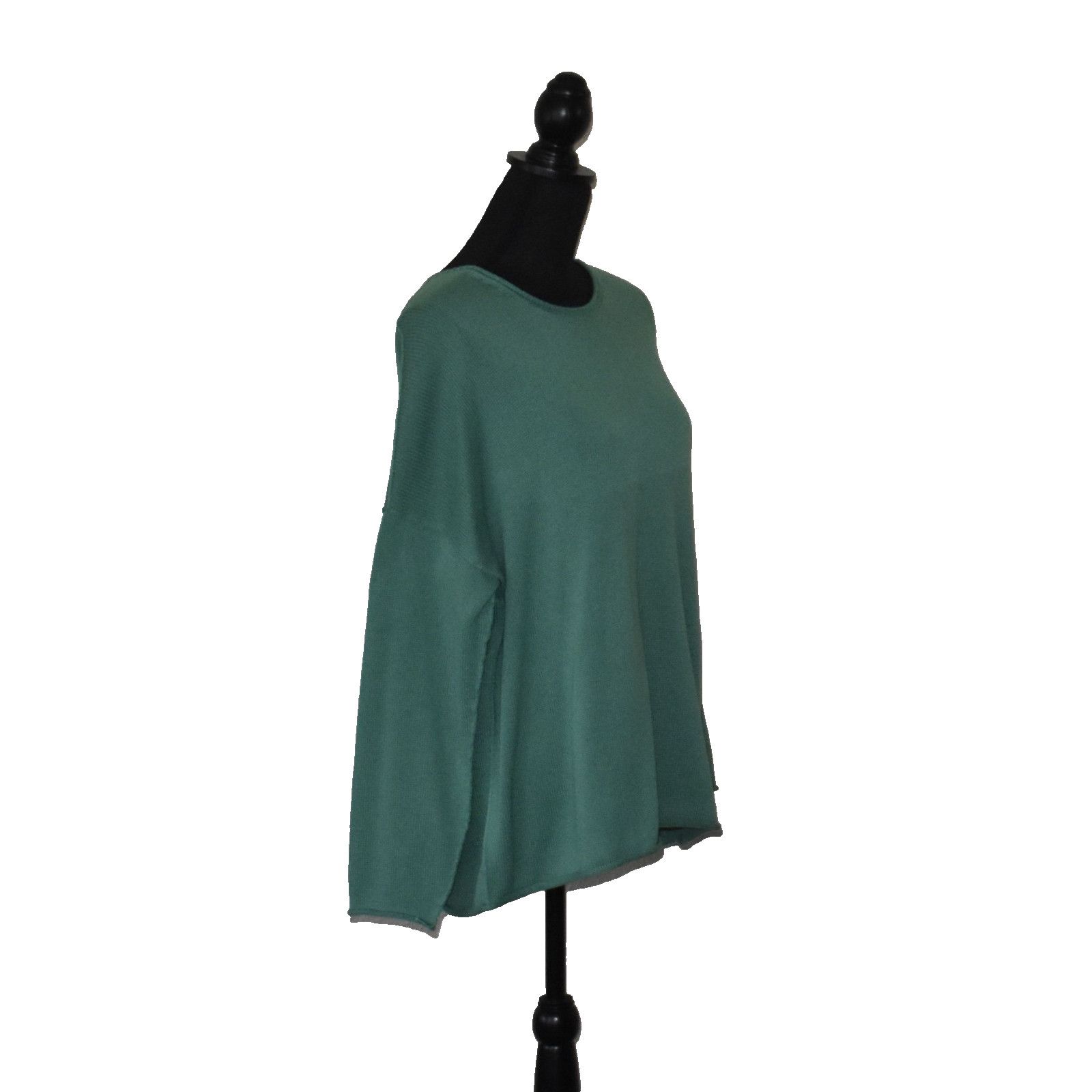 Eileen Fisher NEW EILEEN FISHER Green Org Cotton Boxy Pullover Sweater L Size L / US 10 / IT 46 - 2 Thumbnail