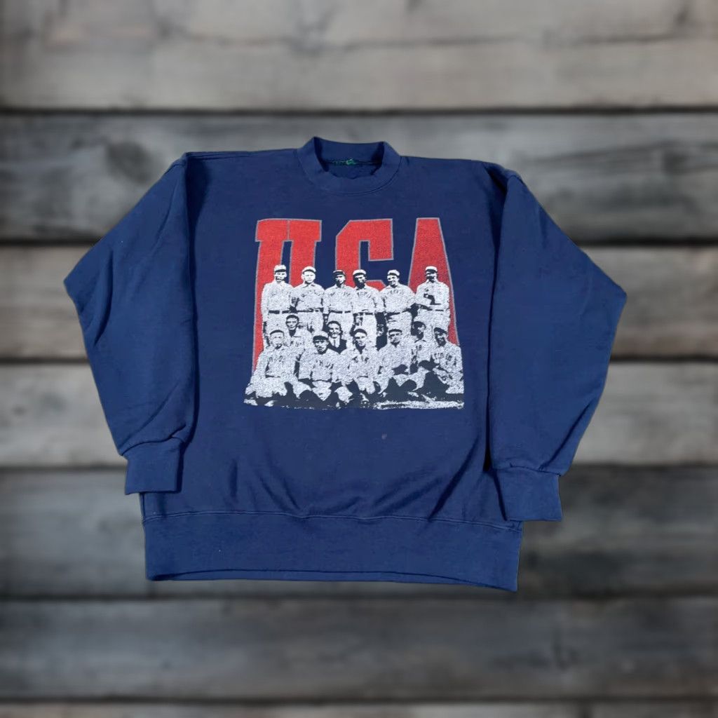 Vintage VTG 90s USA Baseball Sweatshirt Adult Large XL Blue Big Print Retro Sports Mens Size US L / EU 52-54 / 3 - 1 Thumbnail