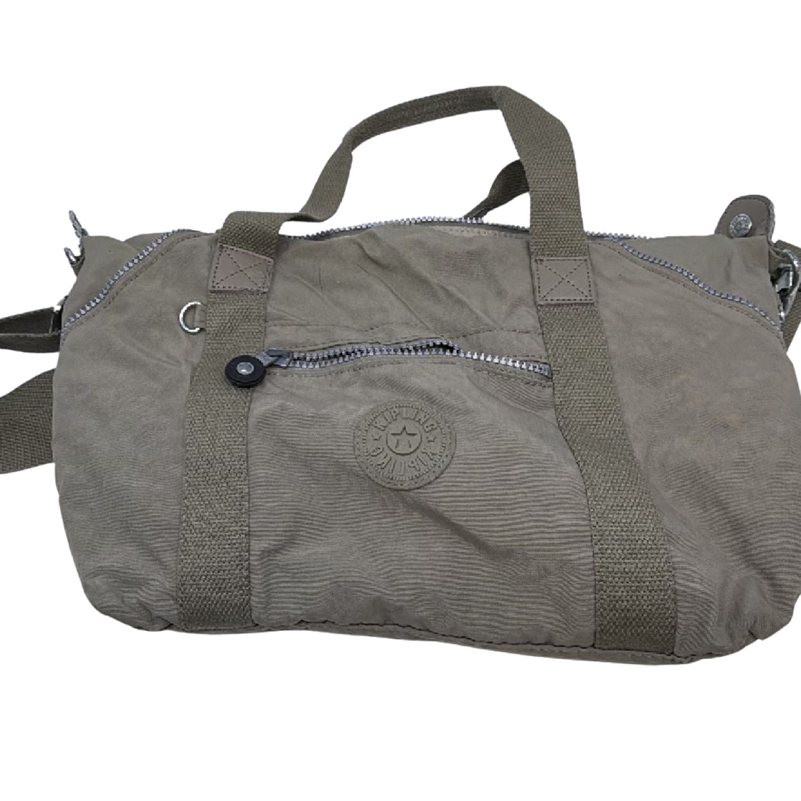 Kilian Kipling Art Brown Nylon Boston Bag in Grey, Women's