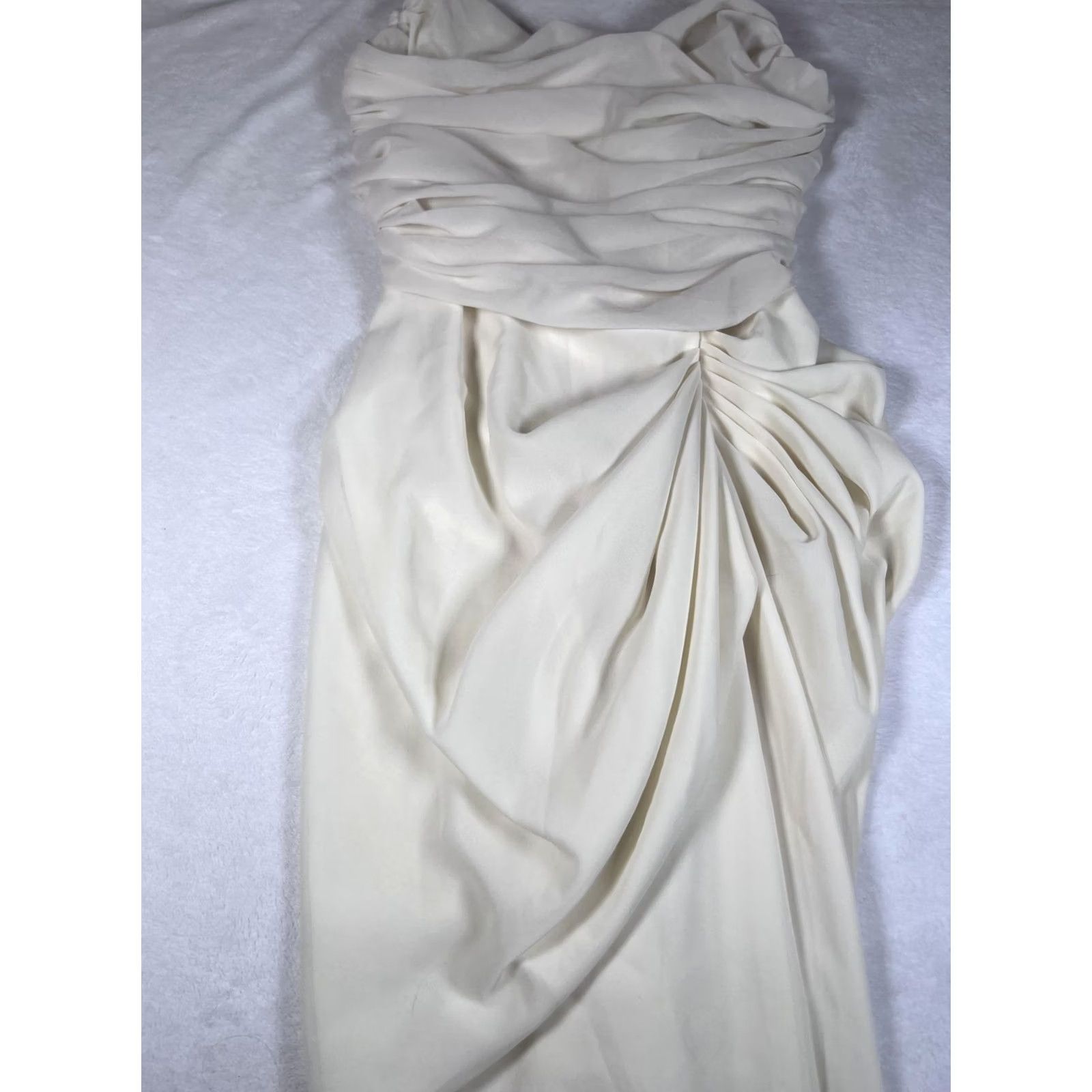 PrettyLittleThing PRETTYLITTLETHING Dress Womens 8 White Chiffon Corset Bandeau Draped Midi Party Dress Size M / US 6-8 / IT 42-44 - 5 Thumbnail