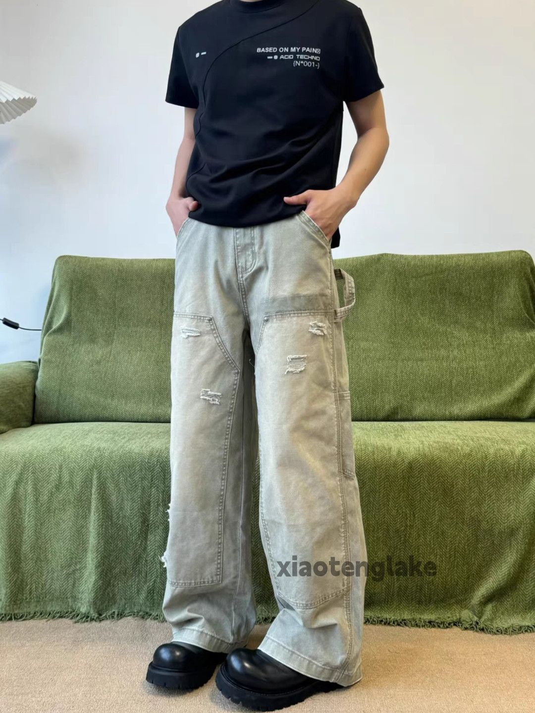 Designer × Japanese Brand × Vintage washed faded work carpenter damaged cargo pants Size US 28 / EU 44 - 2 Thumbnail