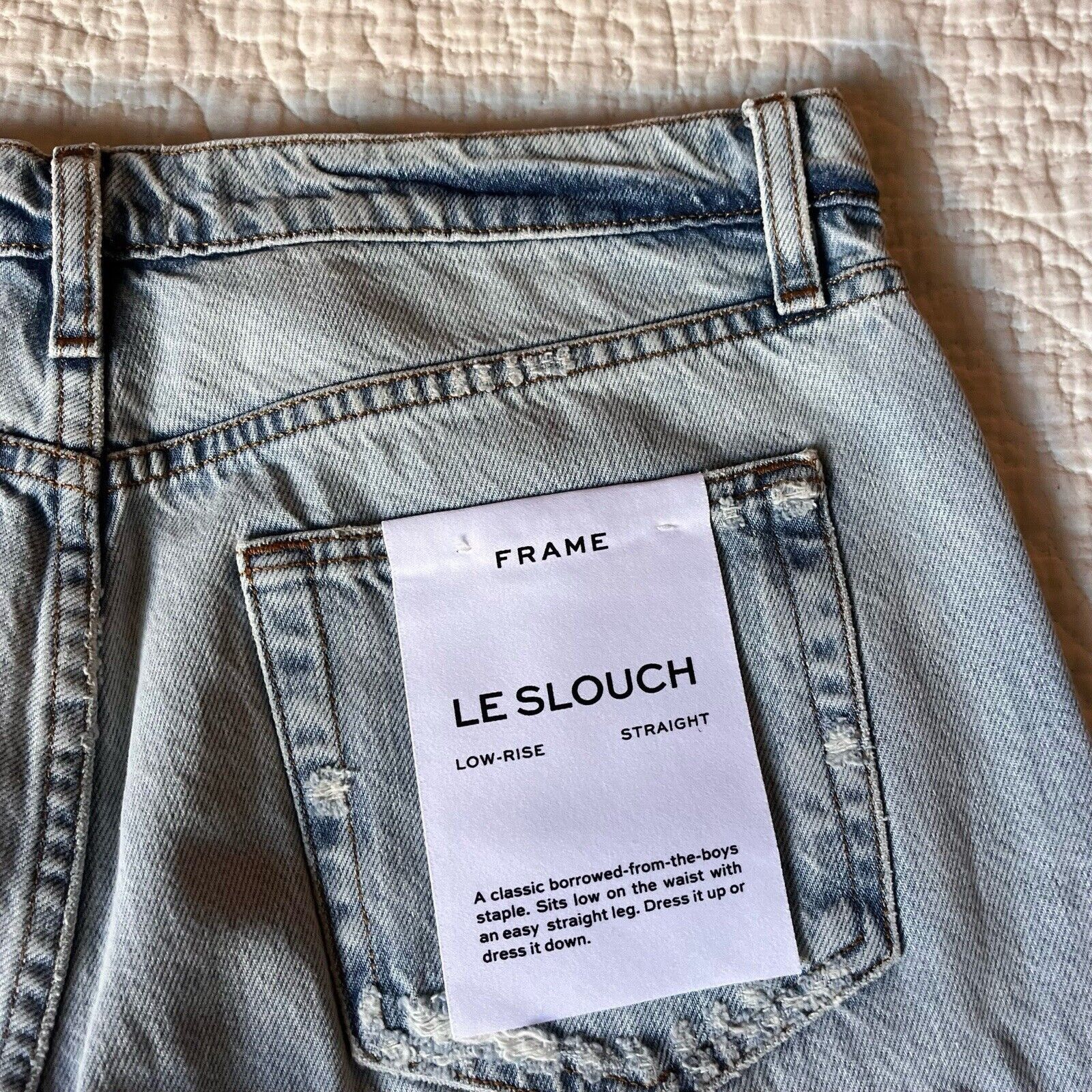 Frame FRAME Denim Le Slouch Distressed Button Fly Light Wash Jeans Size 29" - 7 Thumbnail