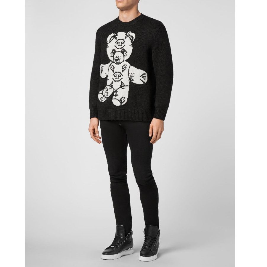 Philipp Plein Philipp Plein Blk Teddy Bear Round Neck Pullover Sweater XXL Size US XXL / EU 58 / 5 - 11 Thumbnail