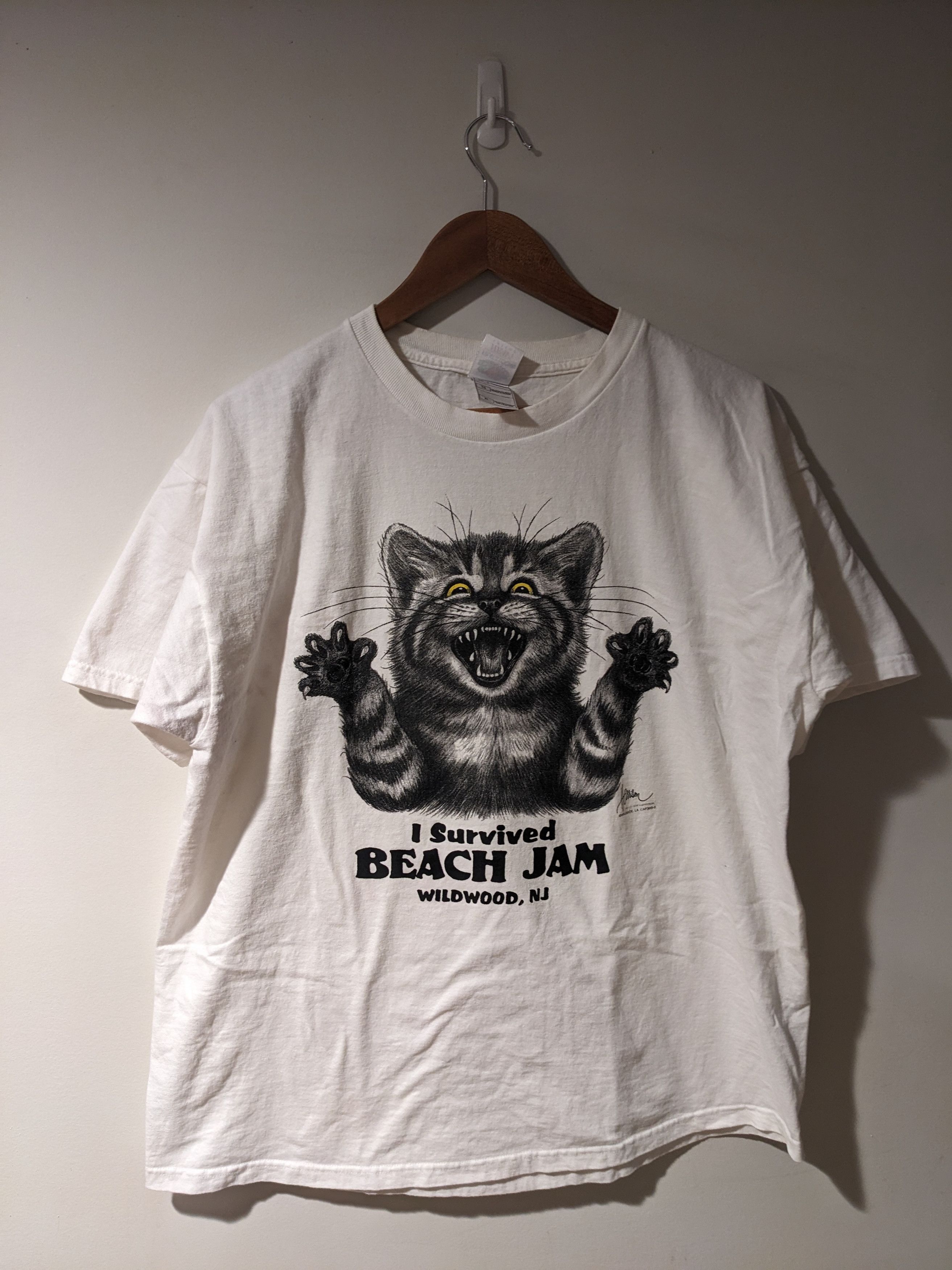 Vintage Vintage 90s Cat Stressed Out I Survived Beach Jam T-Shirt Size US XL / EU 56 / 4 - 1 Thumbnail