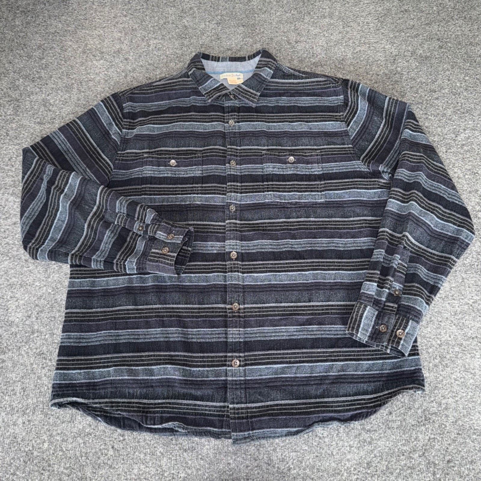 Other Carbon 2 Cobalt Mens Large Striped Cotton Button Up Shirt Size US L / EU 52-54 / 3 - 1 Thumbnail