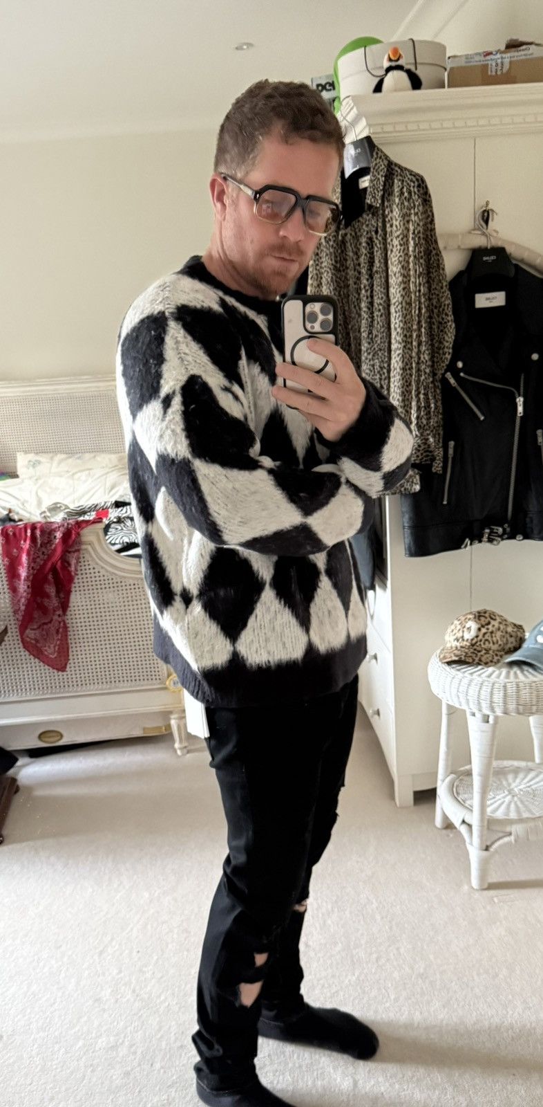 Celine $1.6k 🤑 SS23 Celine black white surfer sweater Hedi L Size US L / EU 52-54 / 3 - 6 Thumbnail
