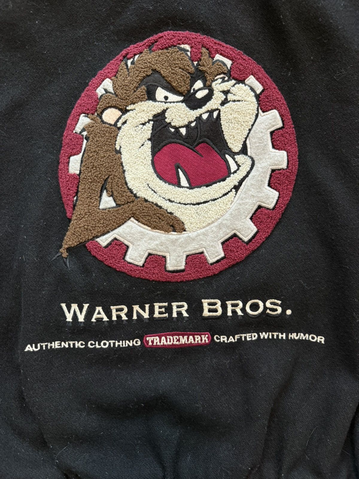 Warner Bros Vintage 90s Taz Tasmanian Devil Leather Wool Jacket Size US S / EU 44-46 / 1 - 3 Thumbnail
