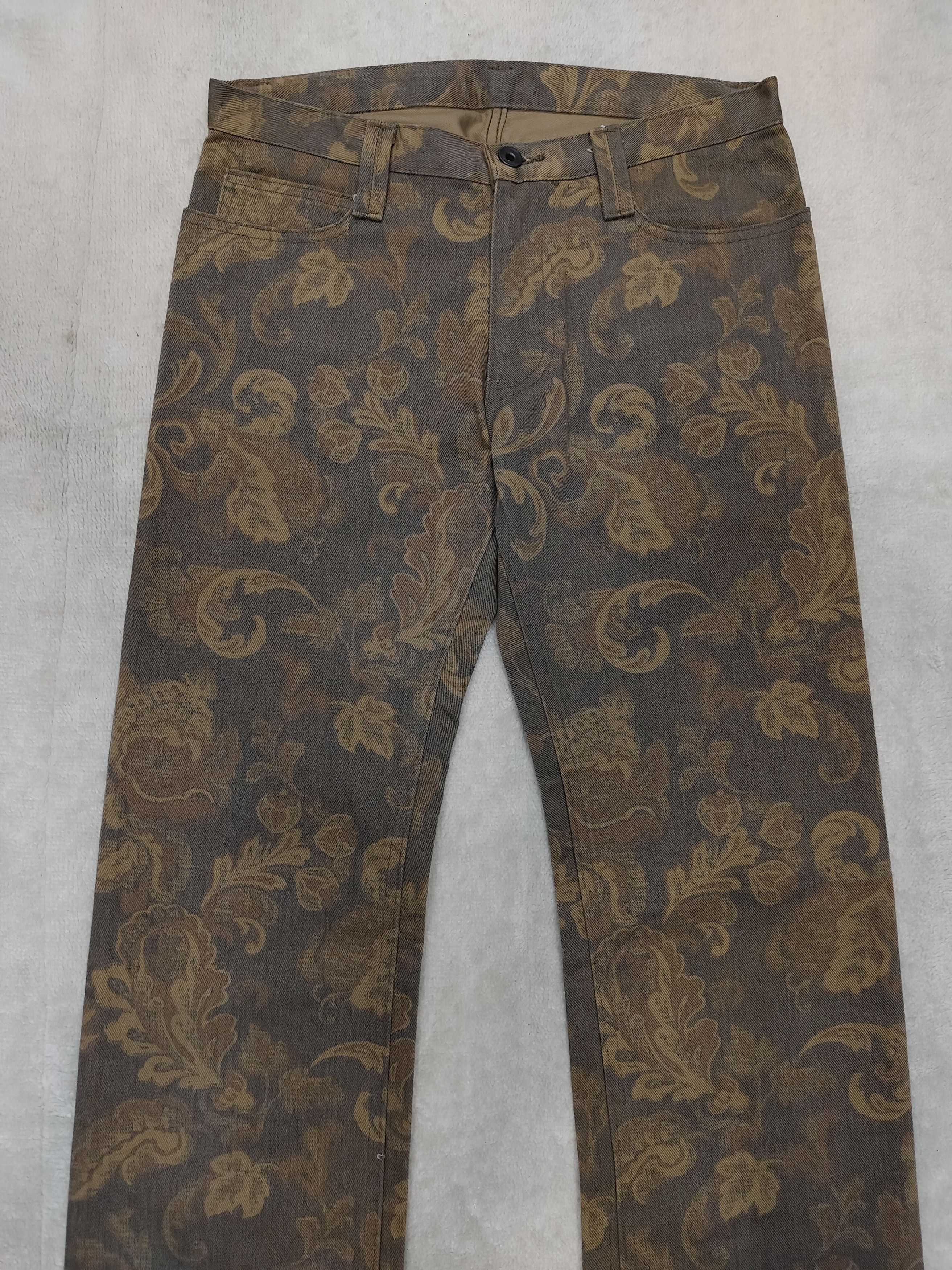 Roar 00s ROAR 🇯🇵 Dark Baroque Pattern Paisley Jacquard Jeans Size US 29 - 2 Thumbnail