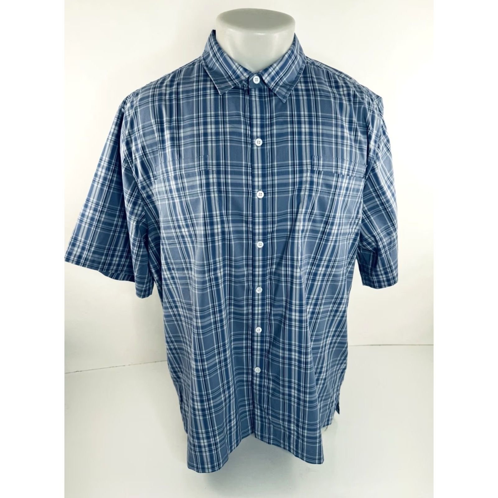 Vintage SCOTTeVEST - Dockside Plaid L Shirt - Grayish Blue / White - Men - Short Sleeve Button-Up - Regular Size L Size US L / EU 52-54 / 3 - 2 Thumbnail
