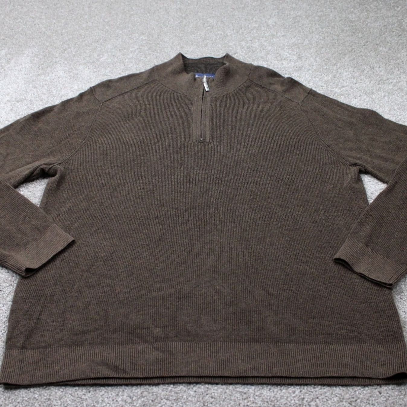 Tommy Bahama Tommy Bahama Reversible Sweatshirt Mens XL Brown 1/4 Zip Pima Cotton L/S Sweater Size US XL / EU 56 / 4 - 2 Thumbnail