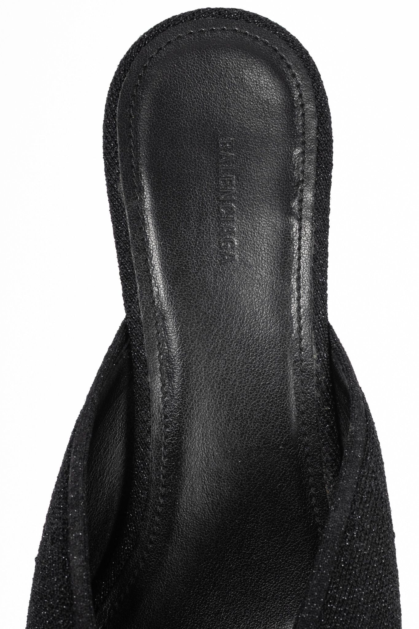 Balenciaga Balenciaga Black Glitter Knit Pointed-Toe Knife Mules Size US 7.5 / IT 37.5 - 9 Thumbnail