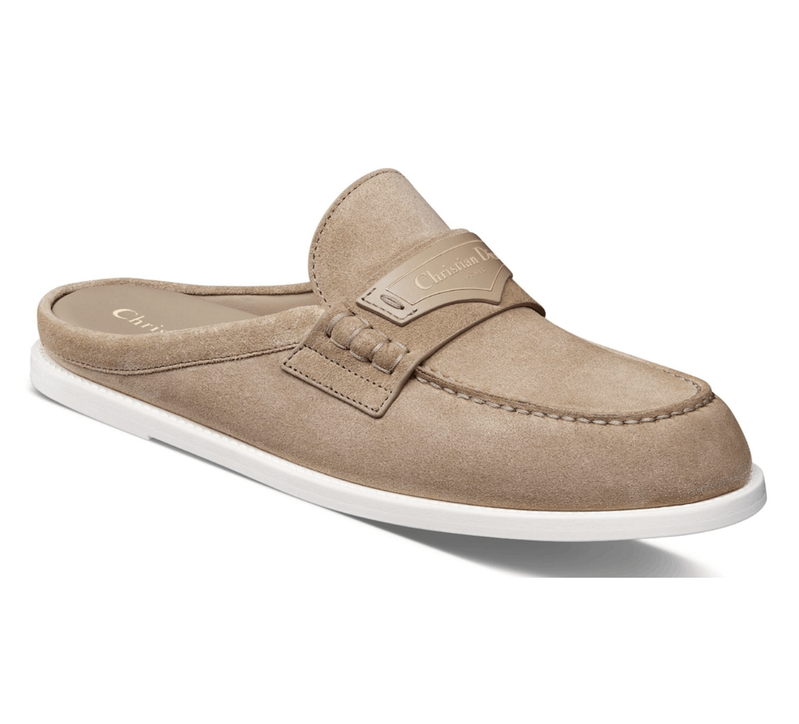 Dior Boy Mule Corde Beige Suede Backless Logo Loafer Flat 42