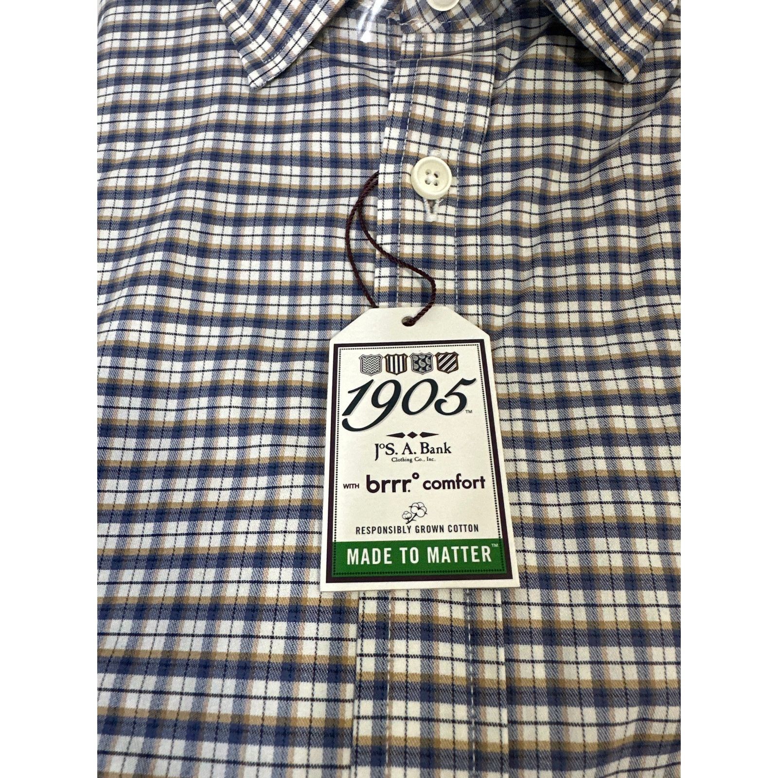 Jos. A. Bank Jos A Bank 1905 brrr Tailored Fit Blue Plaid Shirt Medium Size US M / EU 48-50 / 2 - 3 Thumbnail