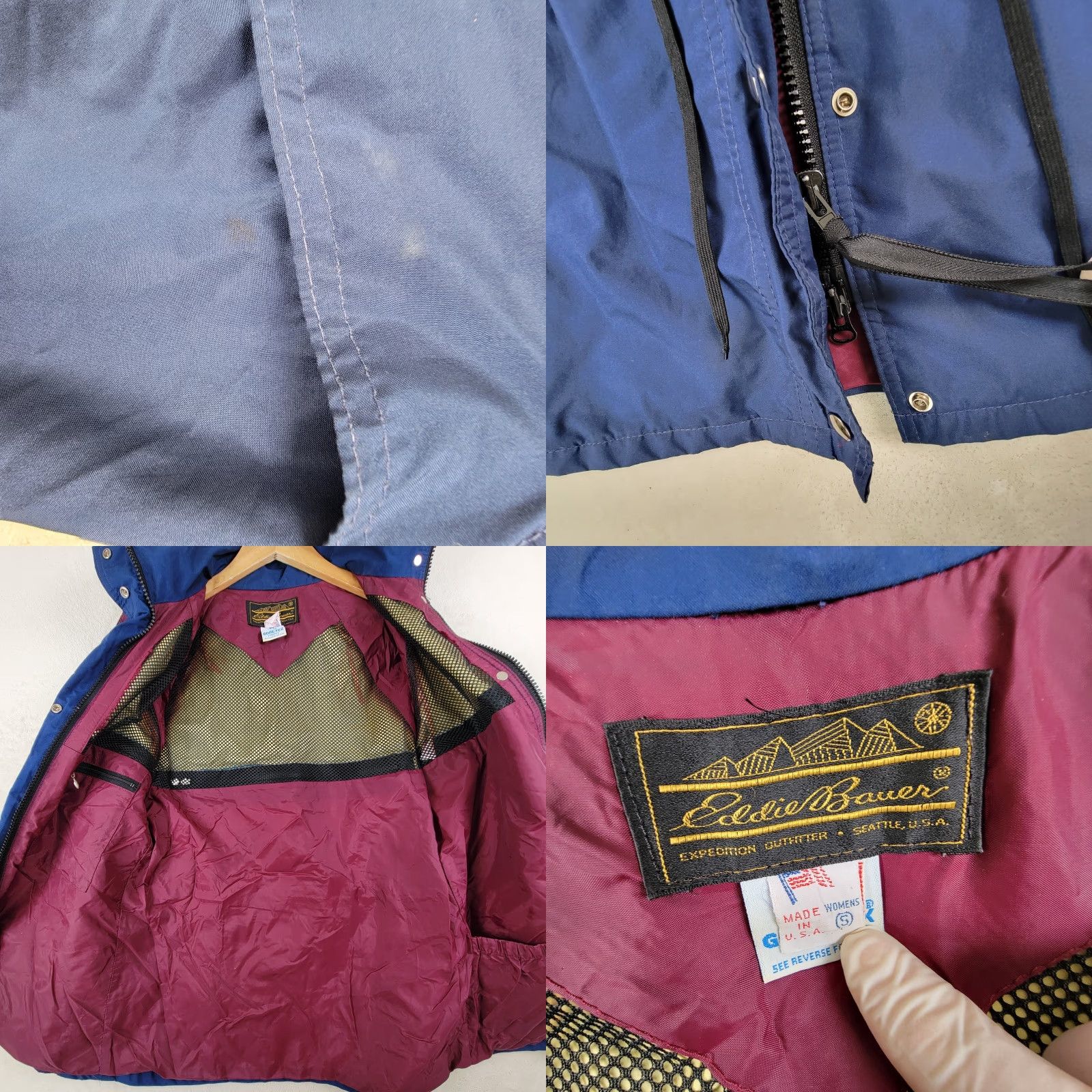 Eddie Bauer VINTAGE Eddie Bauer Jacket Women’s Small Blue Gore-Tex Wind Rain Hooded Polyester 1990s Size S / US 4 / IT 40 - 9 Thumbnail