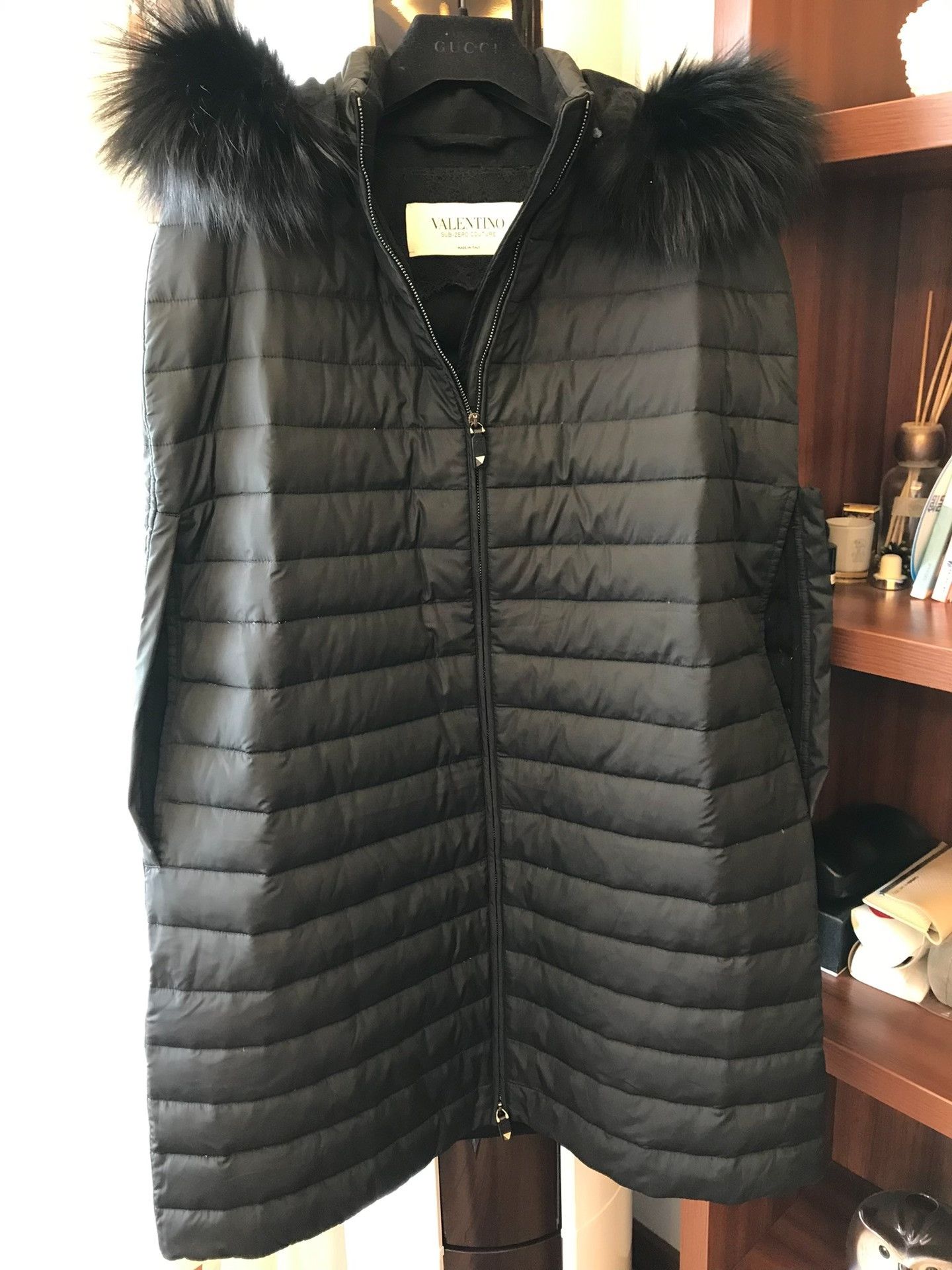 Valentino Valentino Black Down Cloak Coat Size S / US 4 / IT 40 - 1 Thumbnail