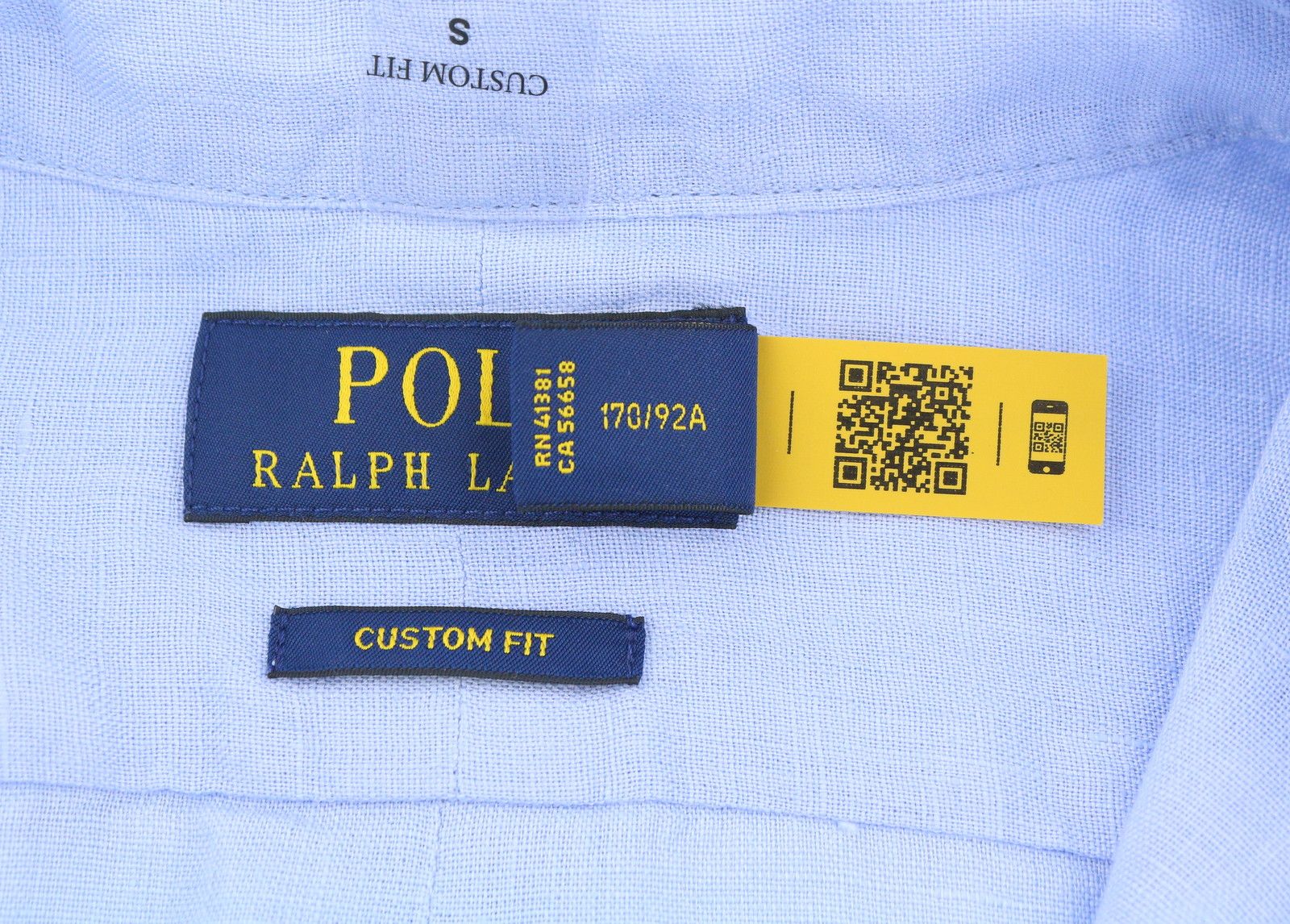 Ralph Lauren S Blue Linen Custom Fit Button-Down Neck Logo 87001 Size US S / EU 44-46 / 1 - 7 Thumbnail