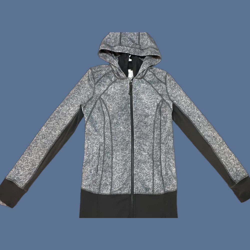 Lululemon VINTAGE Lululemon Daily Practice Jacket Hoodie Hooded Full Zip Rio Mist Deep Coal Women 6 Grey Jacket Size M / US 6-8 / IT 42-44 - 1 Thumbnail