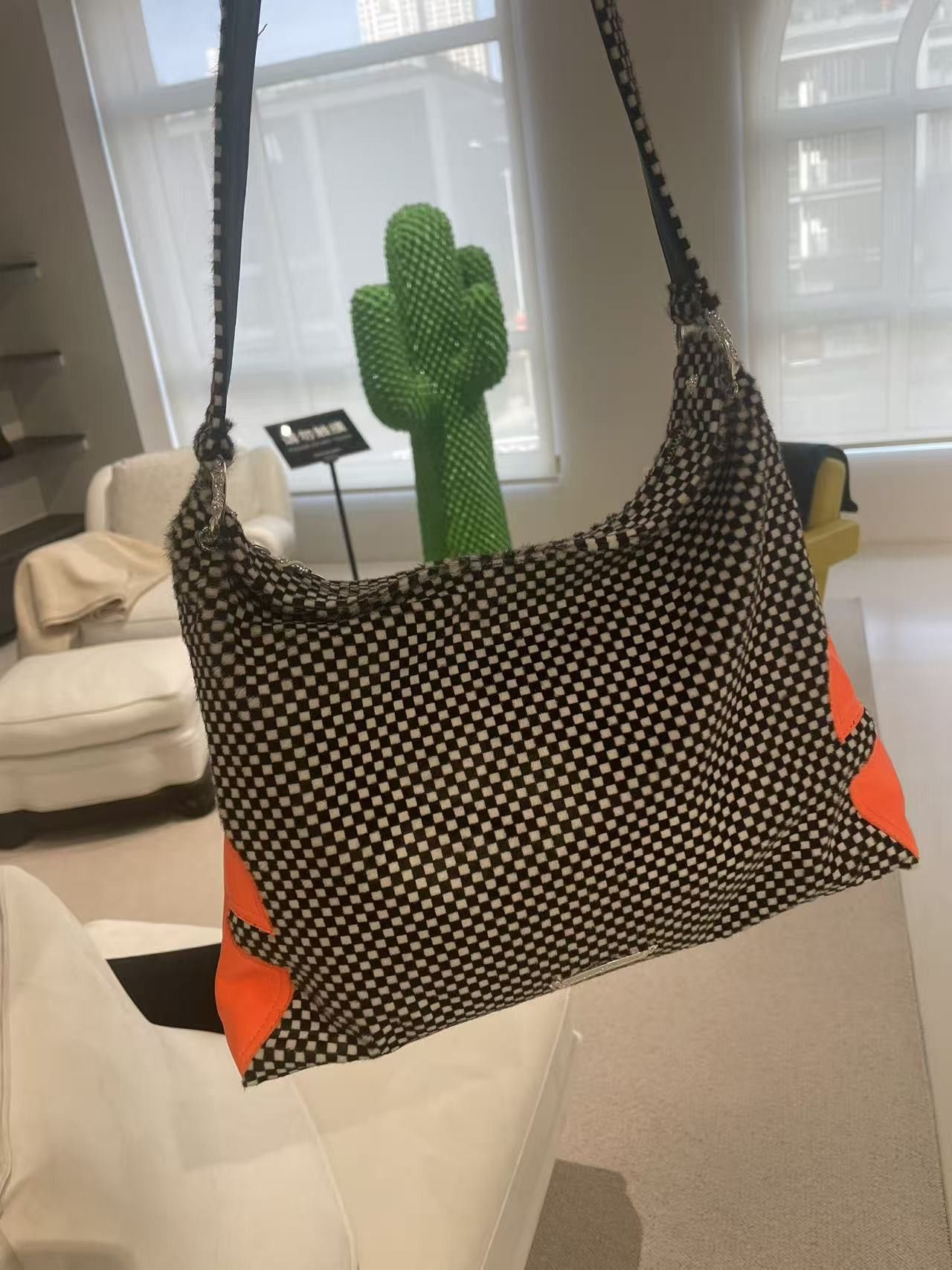 Chrome Hearts Chrome Hearts Cross Patch Pony Hair Checkerboard Lyon Bag Size ONE SIZE - 5 Thumbnail