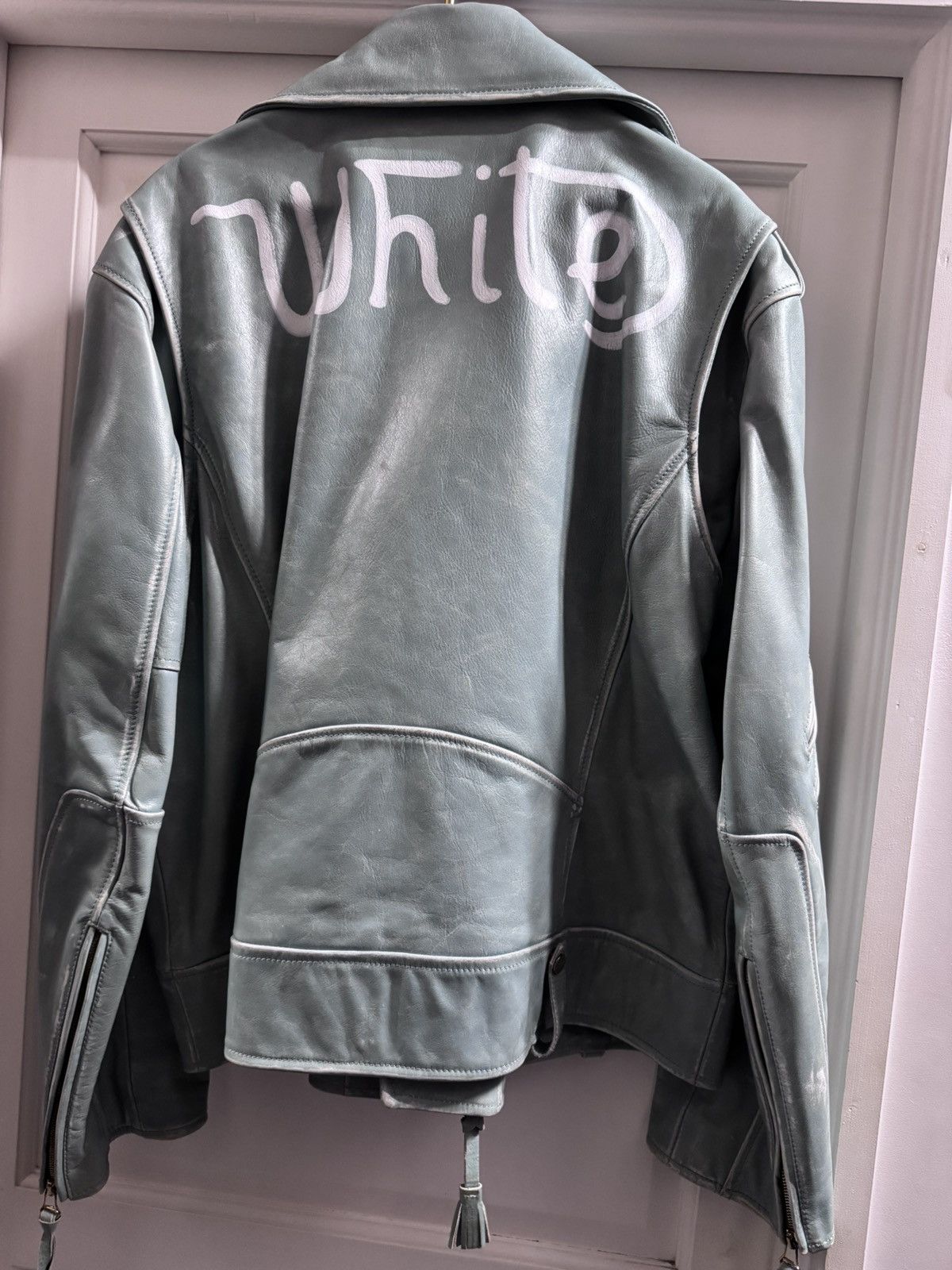 Off-White Off-white limited edition light blue leather jacket Size US M / EU 48-50 / 2 - 2 Thumbnail