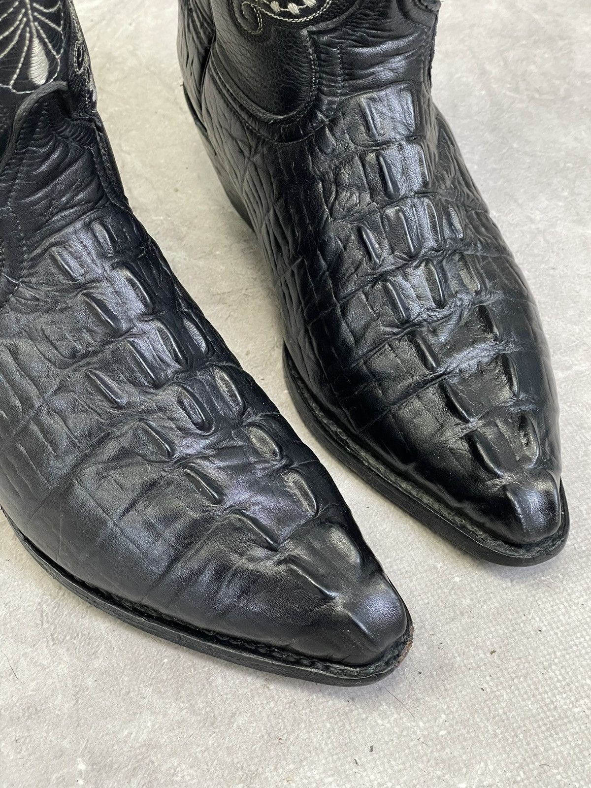 Western Rise D’Emanuel Black Western Boots 90s Exotic aligator leather Size US 8 / EU 41 - 8 Thumbnail