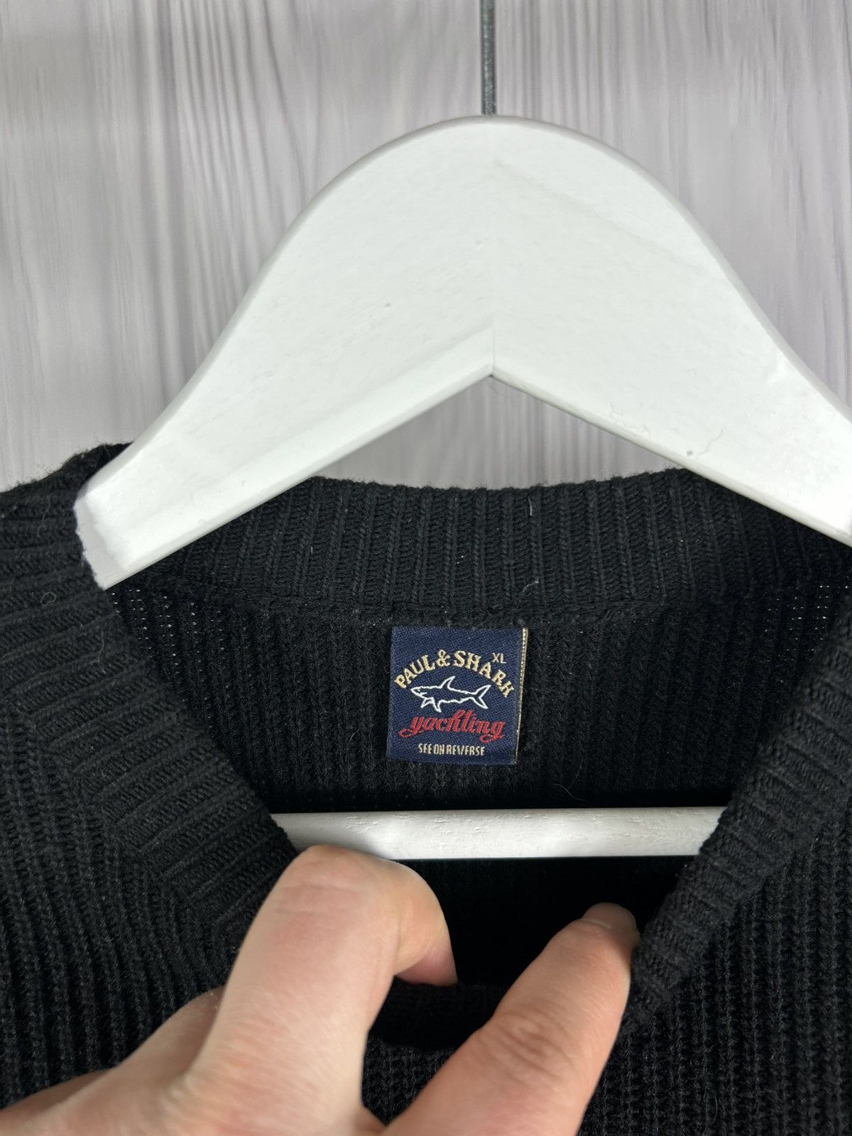 Paul & Shark Vintage Paul Shark Yachting Wool Leather Knitted Sweater XL Size US XL / EU 56 / 4 - 6 Thumbnail