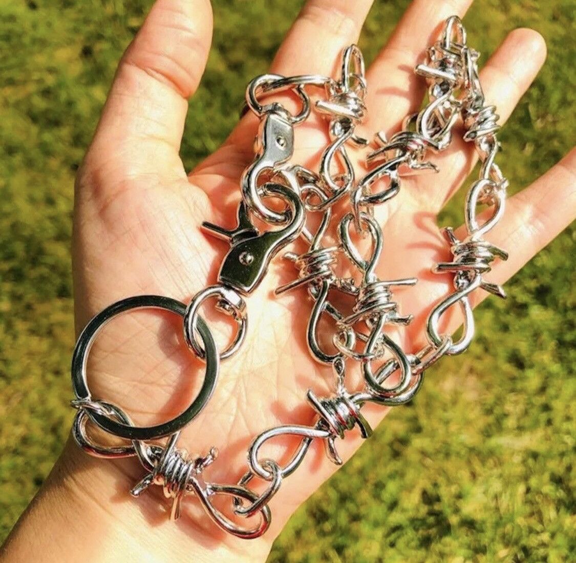 Handmade Barbed Wire Link Wallet Key Chain Size ONE SIZE - 2 Thumbnail