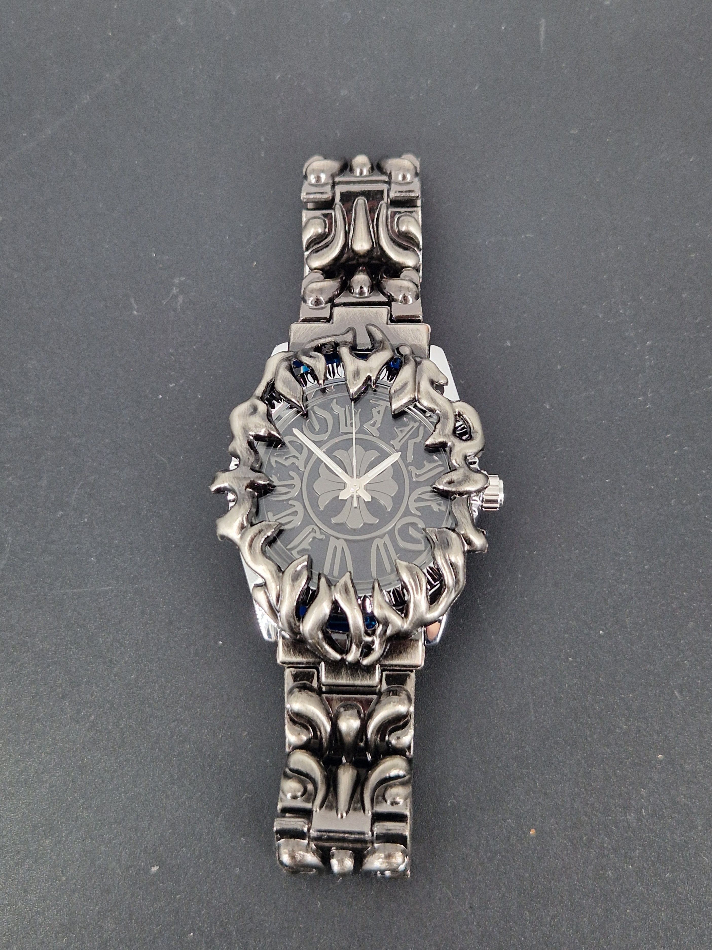 Other Y2K Opium Gothic Metal Chain Watch Flame Bracelet 40mm Size 40 - 2 Thumbnail
