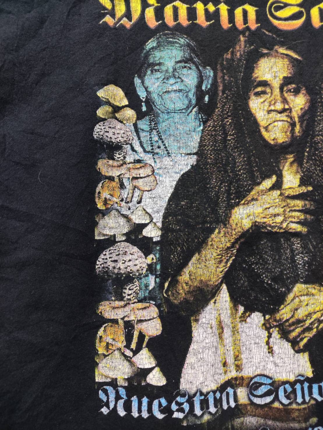 Vintage Vtg 90's Maria Sabina Shaman Psychedelic Mushroom T-Shirt Size US L / EU 52-54 / 3 - 3 Thumbnail
