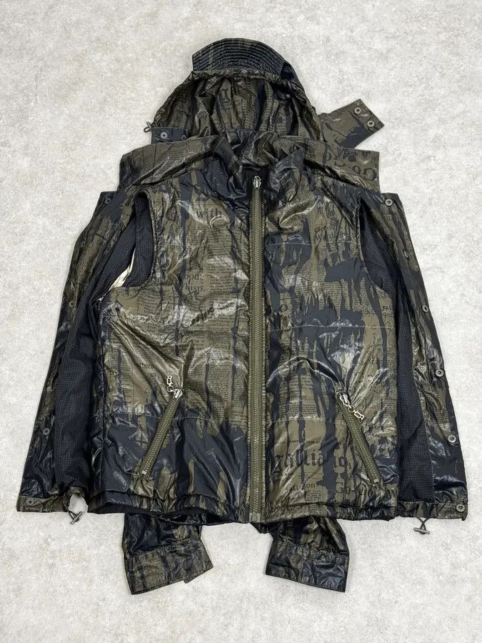 John Galliano SS2008 Galliano 2 in 1 Khaki Brown & Black Newspaper Windbreaker Jacket Size US M / EU 48-50 / 2 - 6 Thumbnail