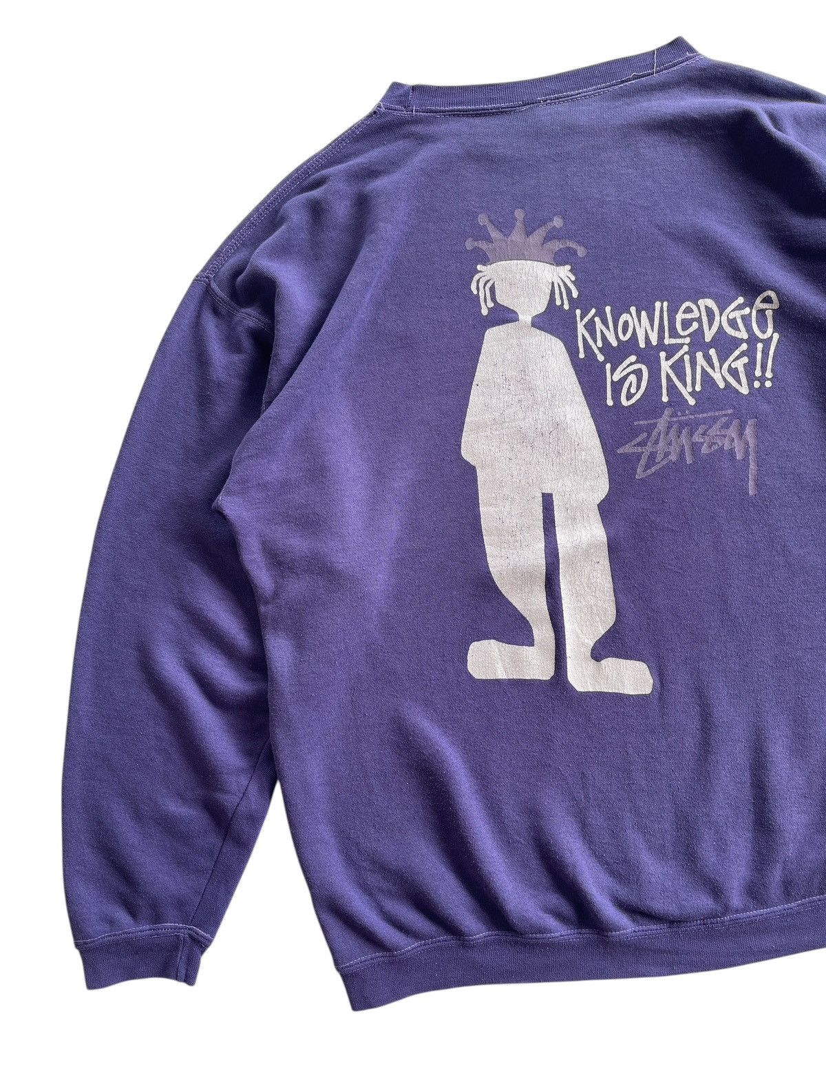 Stussy 90s Stussy "Knowledge Is King" Faded Crewneck Sweatshirt Size US L / EU 52-54 / 3 - 6 Thumbnail