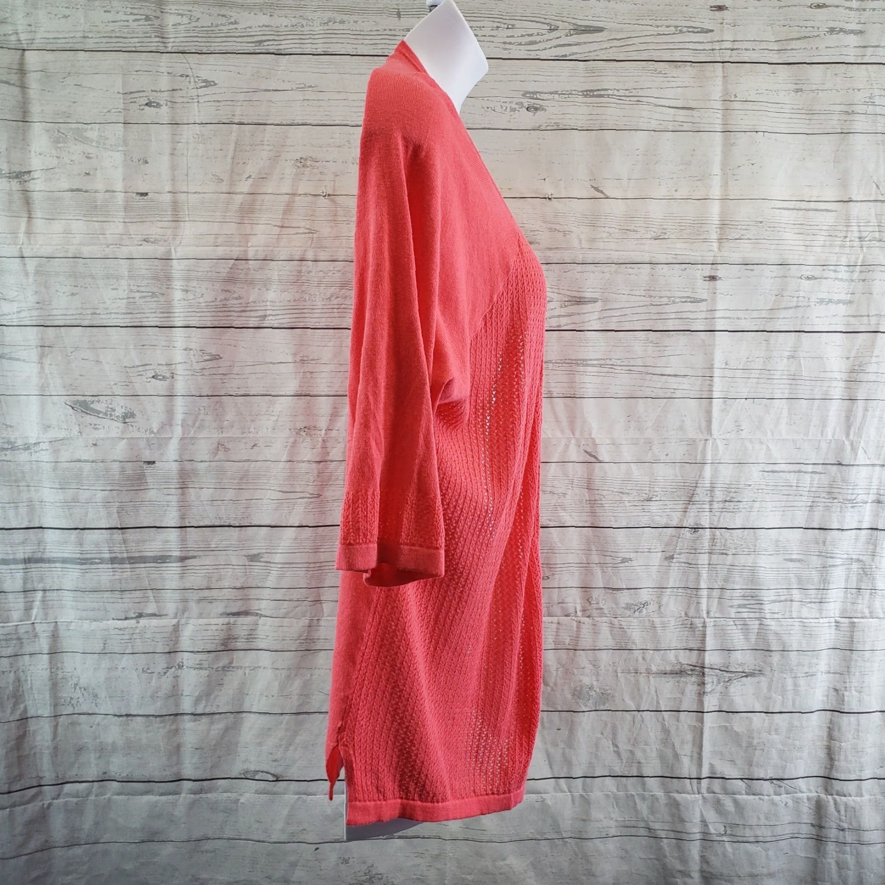 Vintage Maurices Womens Cardigan Pink Open Front Cotton Blend Half Sleeves 2X Size XXL / US 16-18 / IT 52-54 - 3 Thumbnail