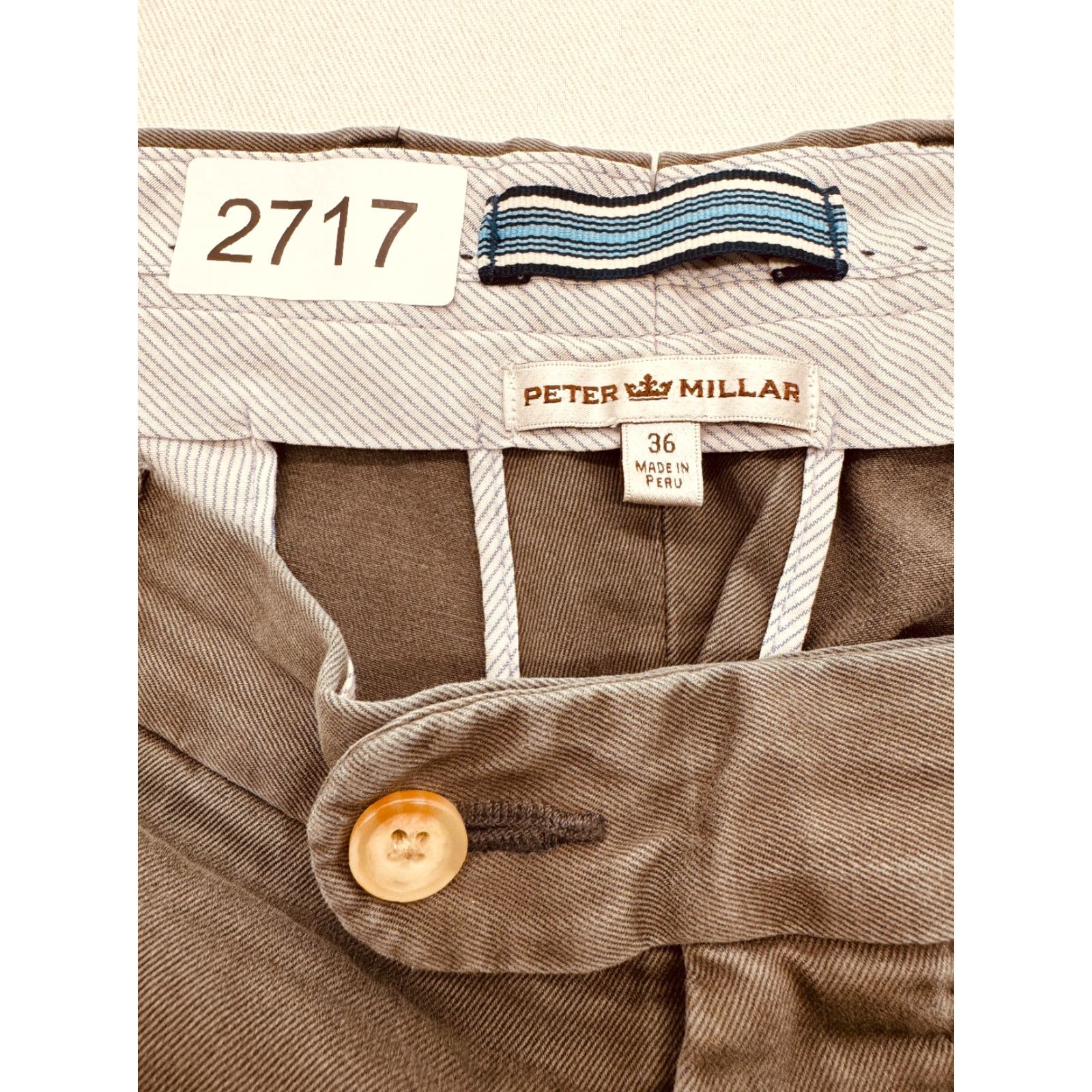 Peter Millar Peter Millar Mens Pants 36 Green 100% Cotton Style MF14B84 Chino Straight Front Flat Pocket Inseam 32 Size US 36 / EU 52 - 2 Thumbnail
