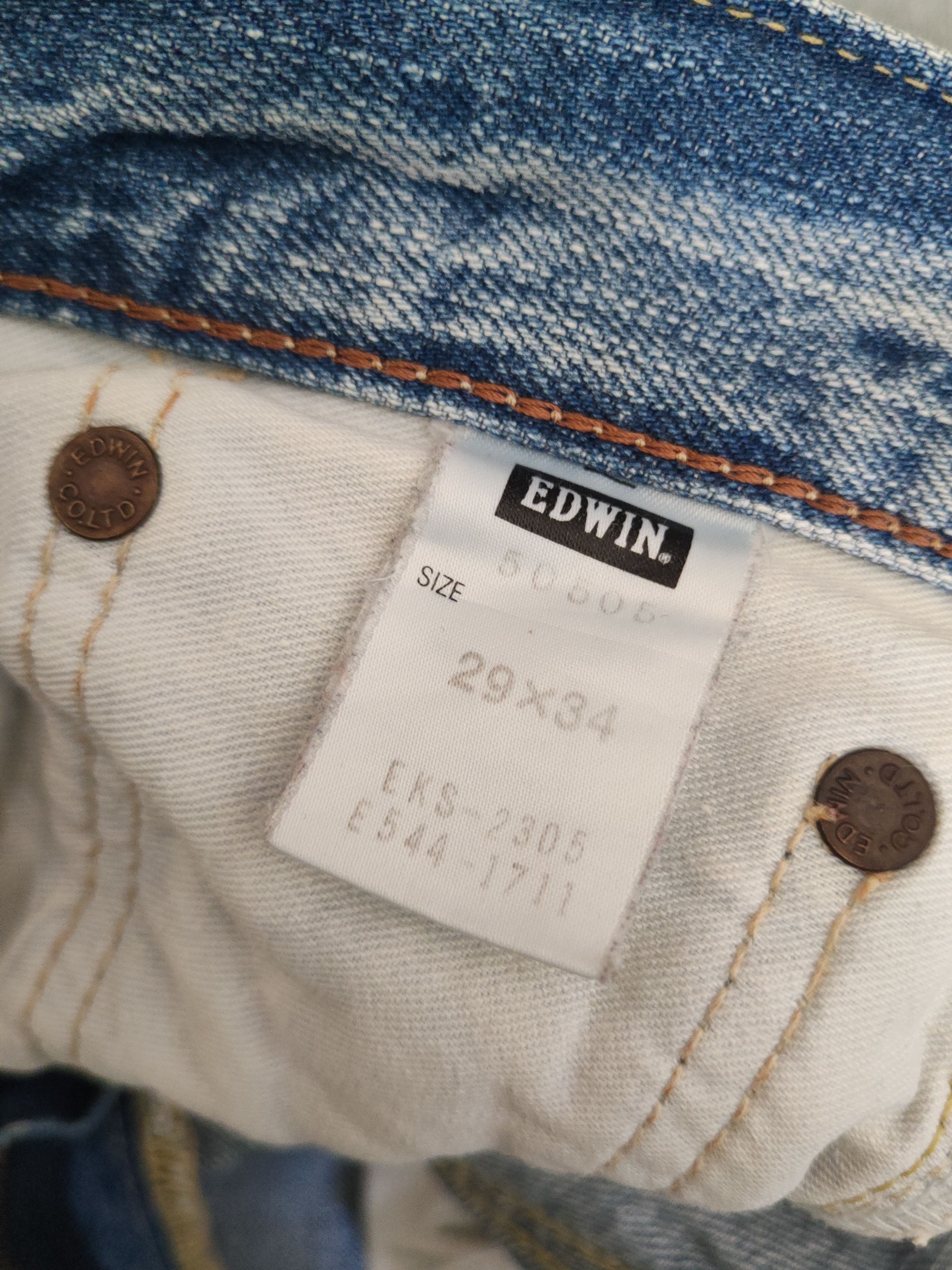 Edwin Edwin Blue Distressed Ripped Jeans #S2887 Size US 33 - 16 Thumbnail