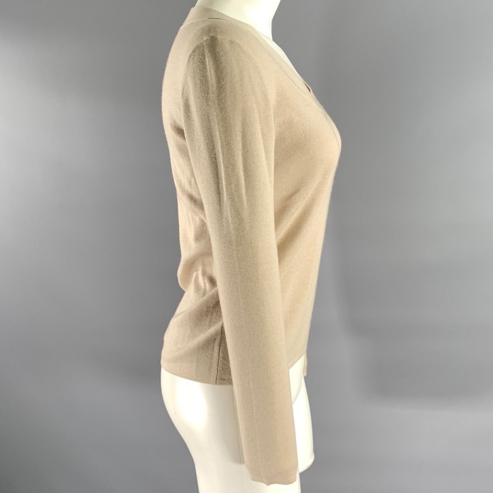 Akris AKRIS Size 6 Beige Cashmere Blend Ribbed Scoopneck Sweater Size M / US 6-8 / IT 42-44 - 3 Thumbnail