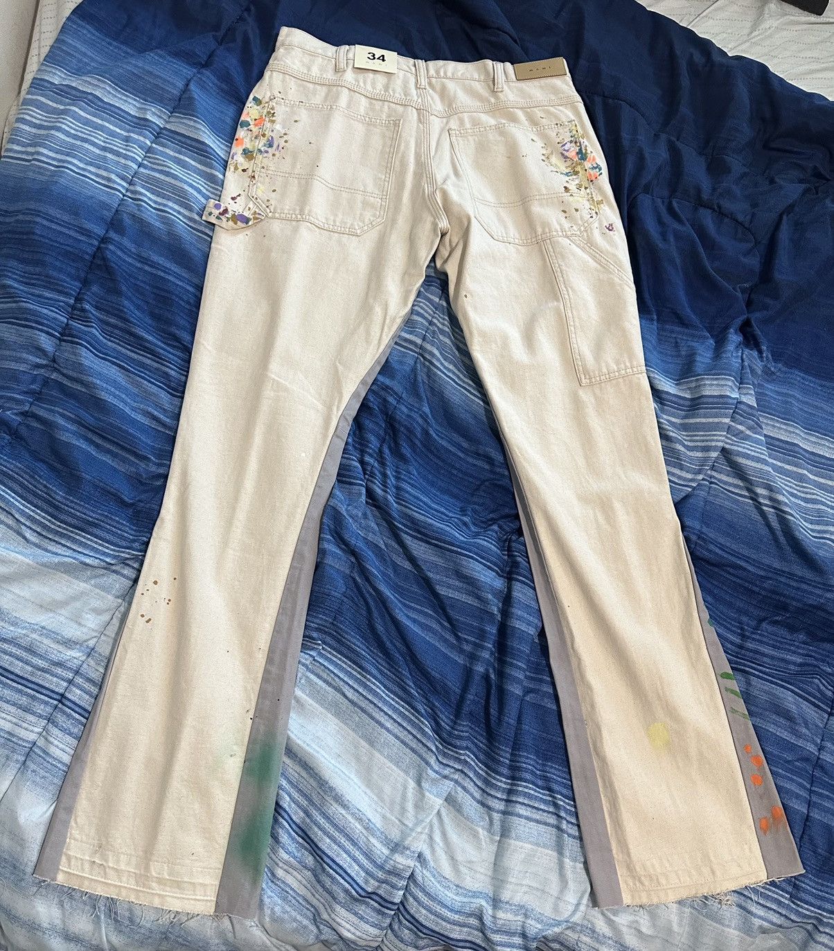 MNML MNML distressed carpenter paint jeans cream/white Size US 36 / EU 52 - 5 Thumbnail