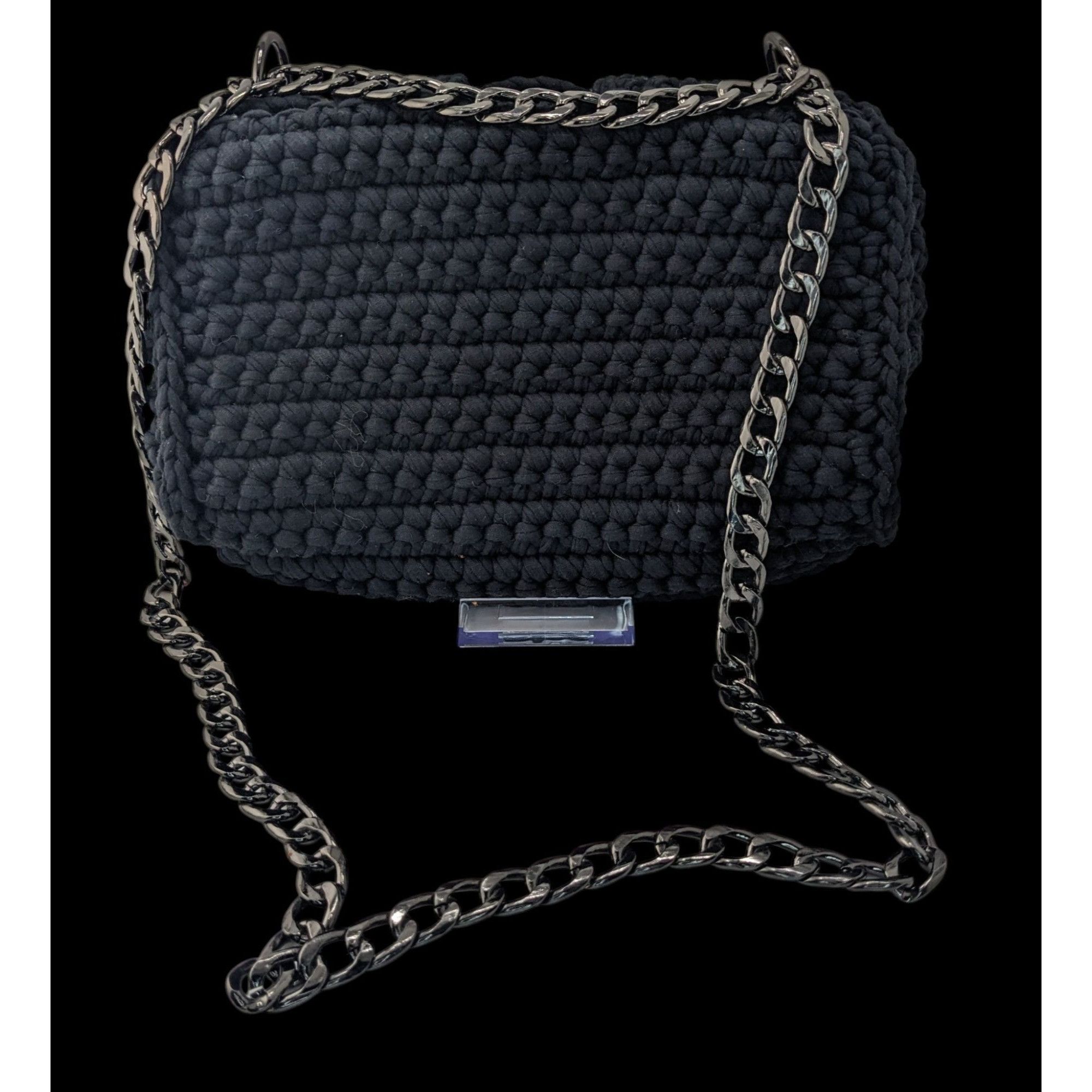 Other Handmade Black Knit Woven Shoulder Bag With Chain Strap & Ma Size ONE SIZE - 2 Thumbnail