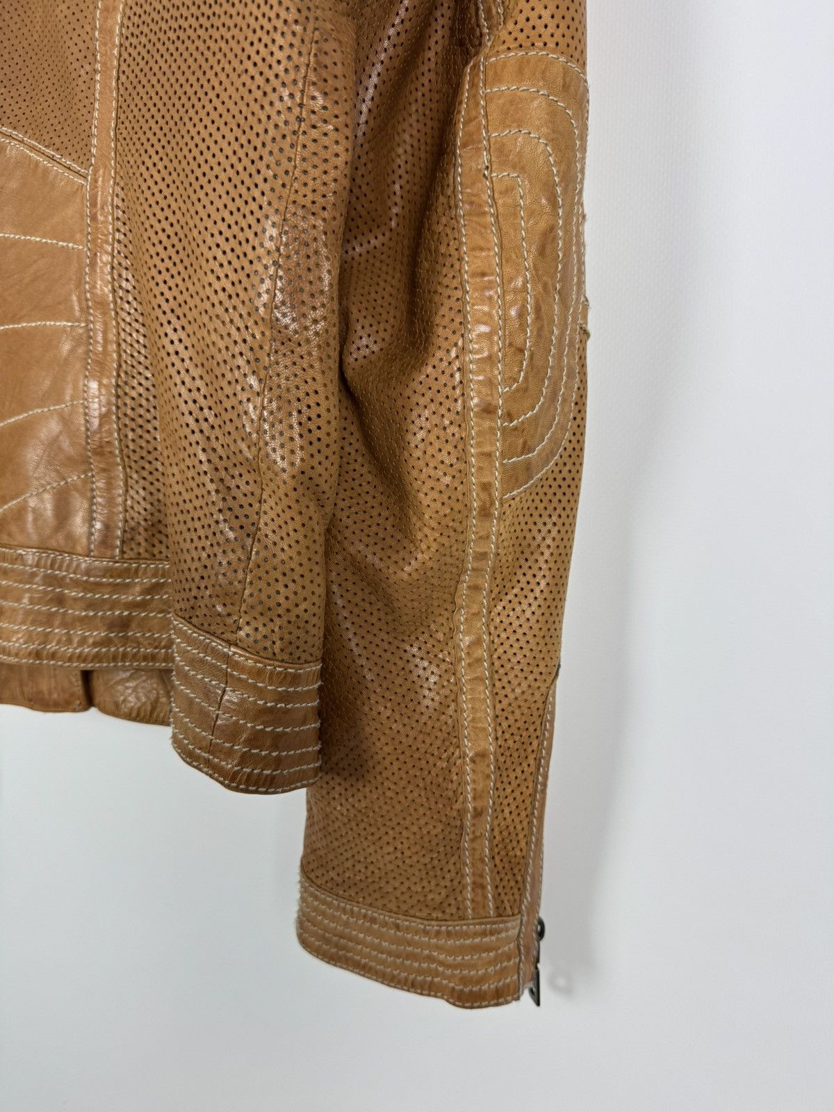 Bogner Bogner Jeans Perforation Brown Women’s Leather Jacket Size XS / US 0-2 / IT 36-38 - 15 Thumbnail