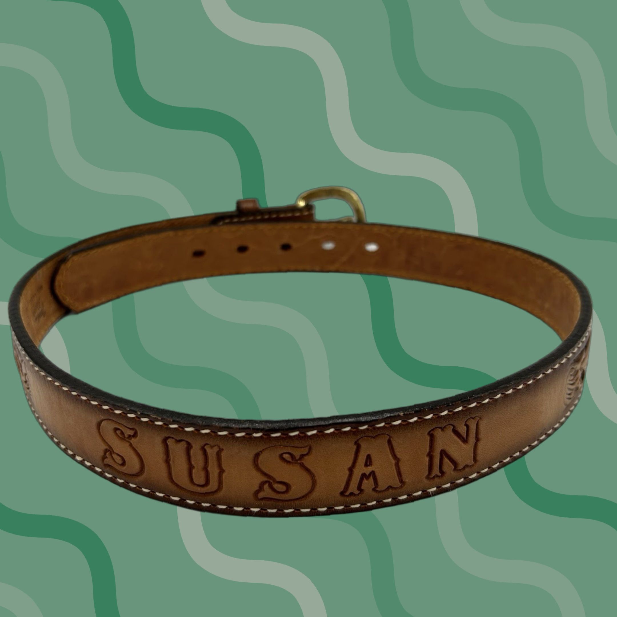Tony Lama Tony Lama Hand Tooled Leather Belt SUSAN Custom Made in USA Women Brown Leather Belt Size ONE SIZE - 1 Thumbnail