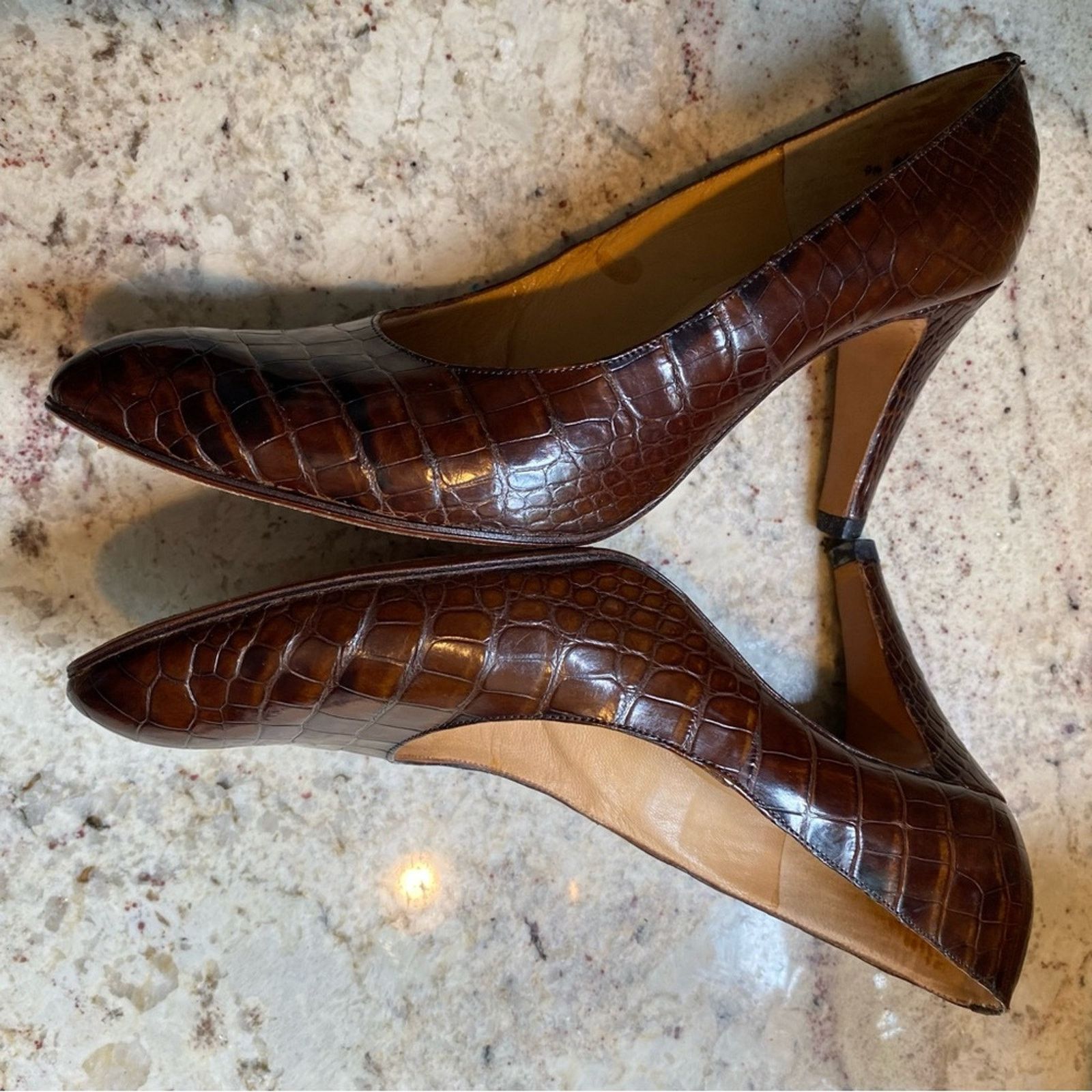 Other Rayne London $540 EVITA Croc Heels sz 9.5 AA EUC Size US 9.5 / IT 39.5 - 5 Thumbnail